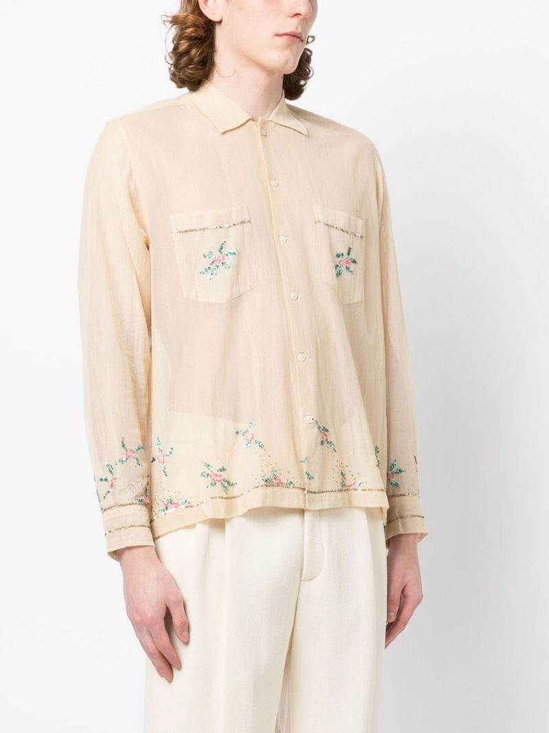 transparent-design cotton shirt - 3