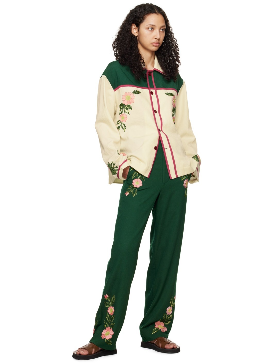 Green Prairie Rose Trousers - 4