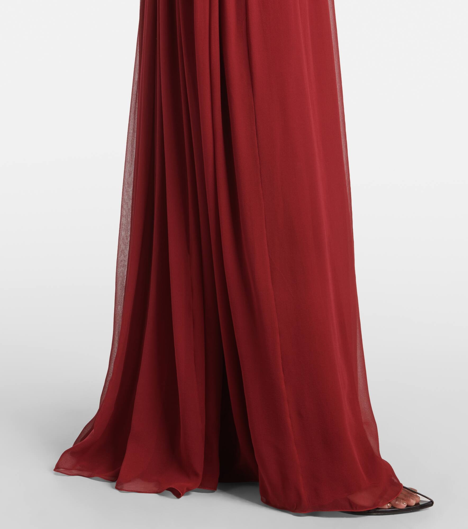 Lace-trimmed silk georgette gown - 5