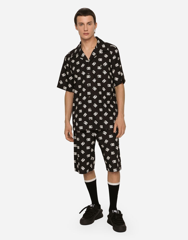 Cotton Hawaiian shirt with DG Monogram print - 4