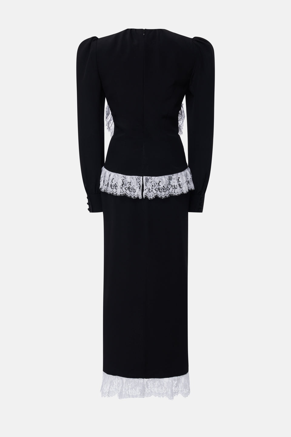 SILK DRESS WITH LACE RUFFLE AND BOW - 2