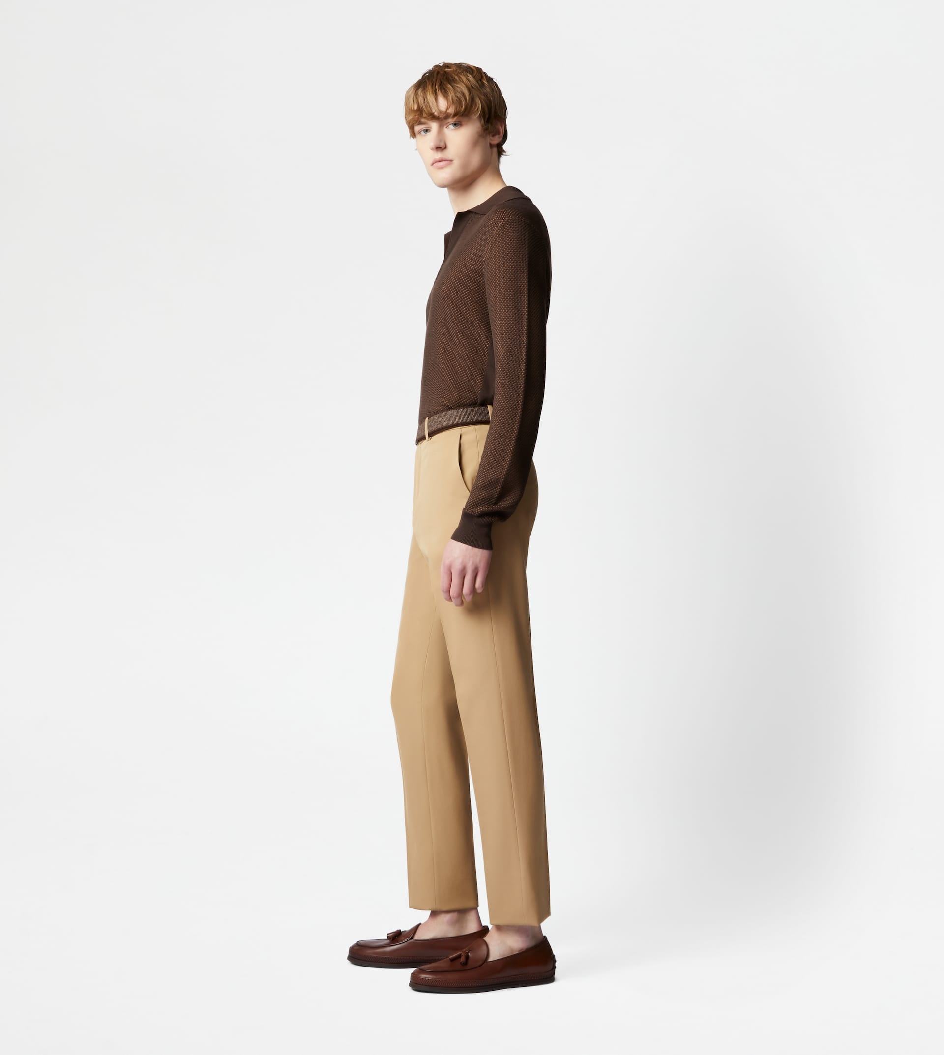 POLO SHIRT IN KNIT - BROWN - 4