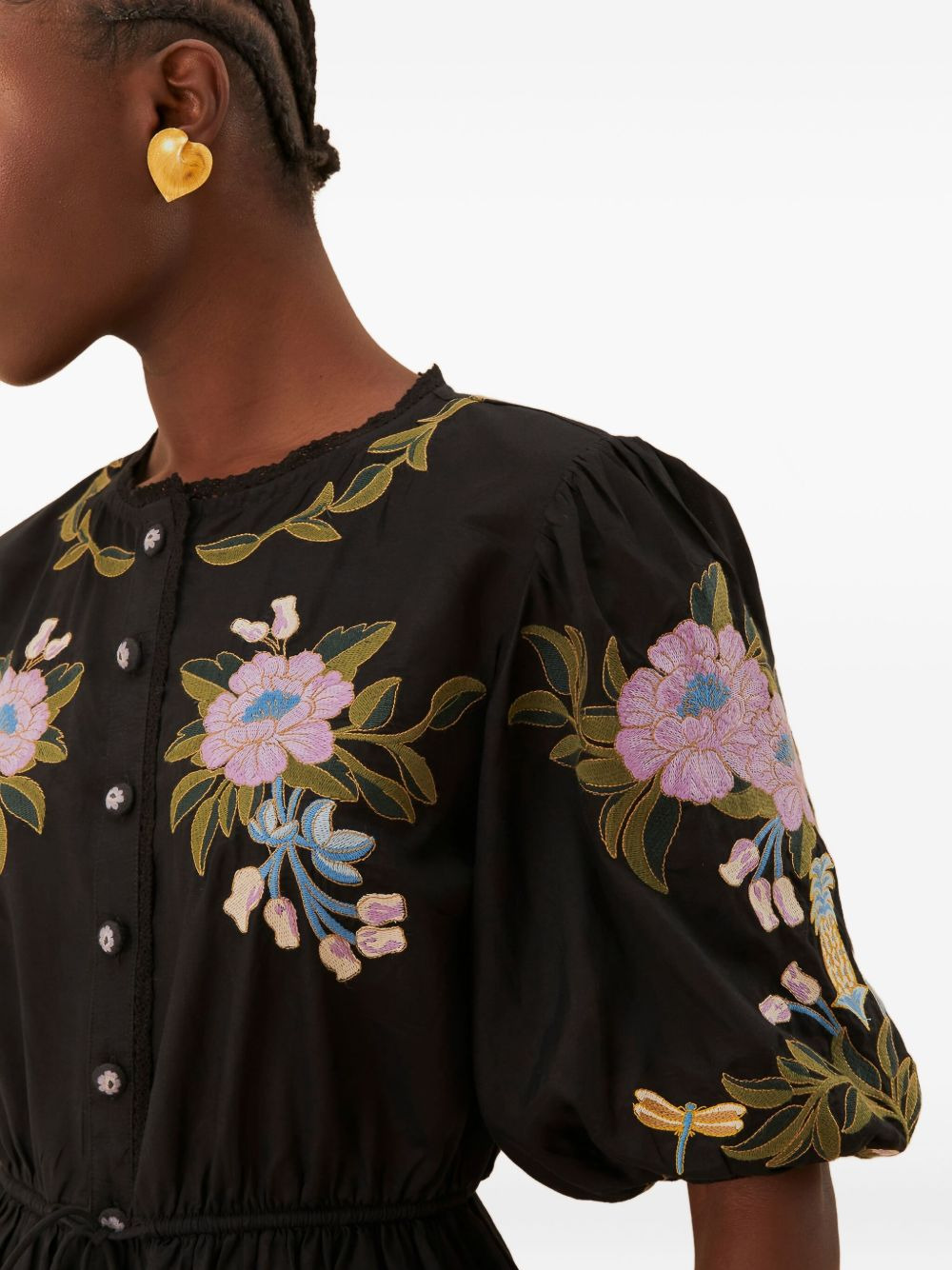 Winter Garden embroidered puff-sleeve top - 4