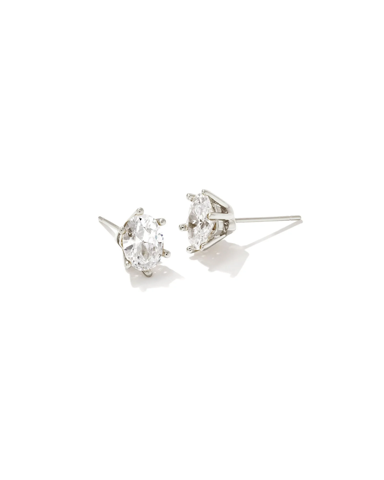 Cailin Silver Crystal Stud Earrings in White CZ - 1