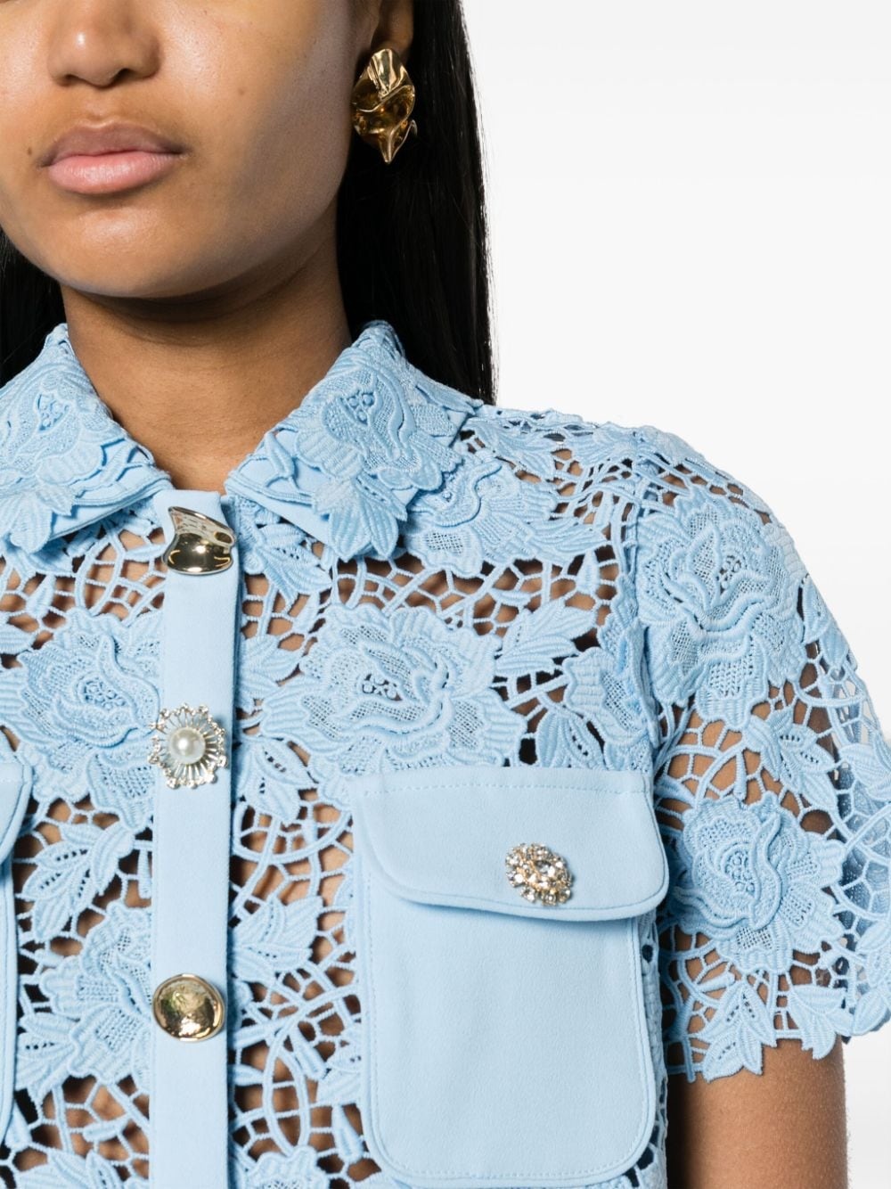 cord-laced unlined shirt - 5