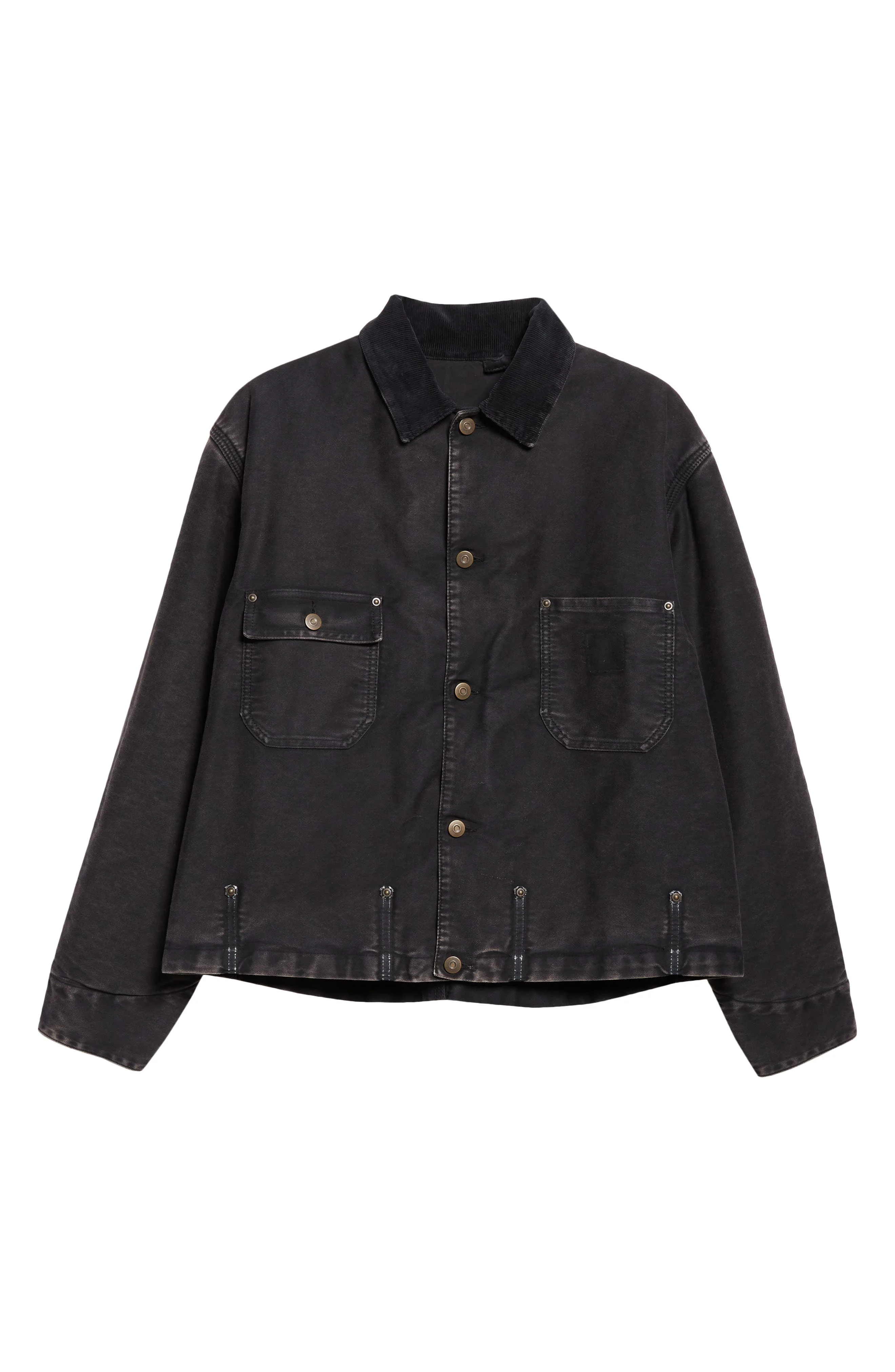 Maison Margiela Corduroy Collar Cotton Moleskin Sports Jacket in Marbr Black at Nordstrom - 1