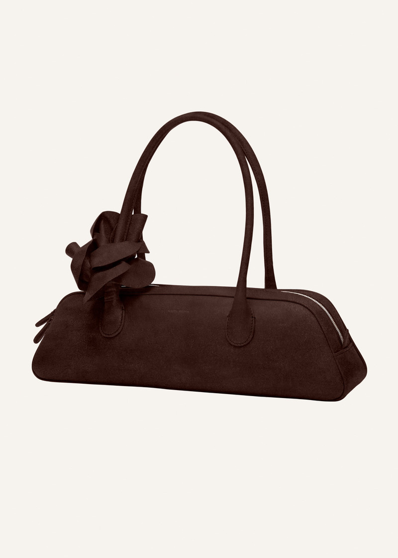 MAGDA BUTRYM Brigitte trapeze bag in brown suede and silver outlook