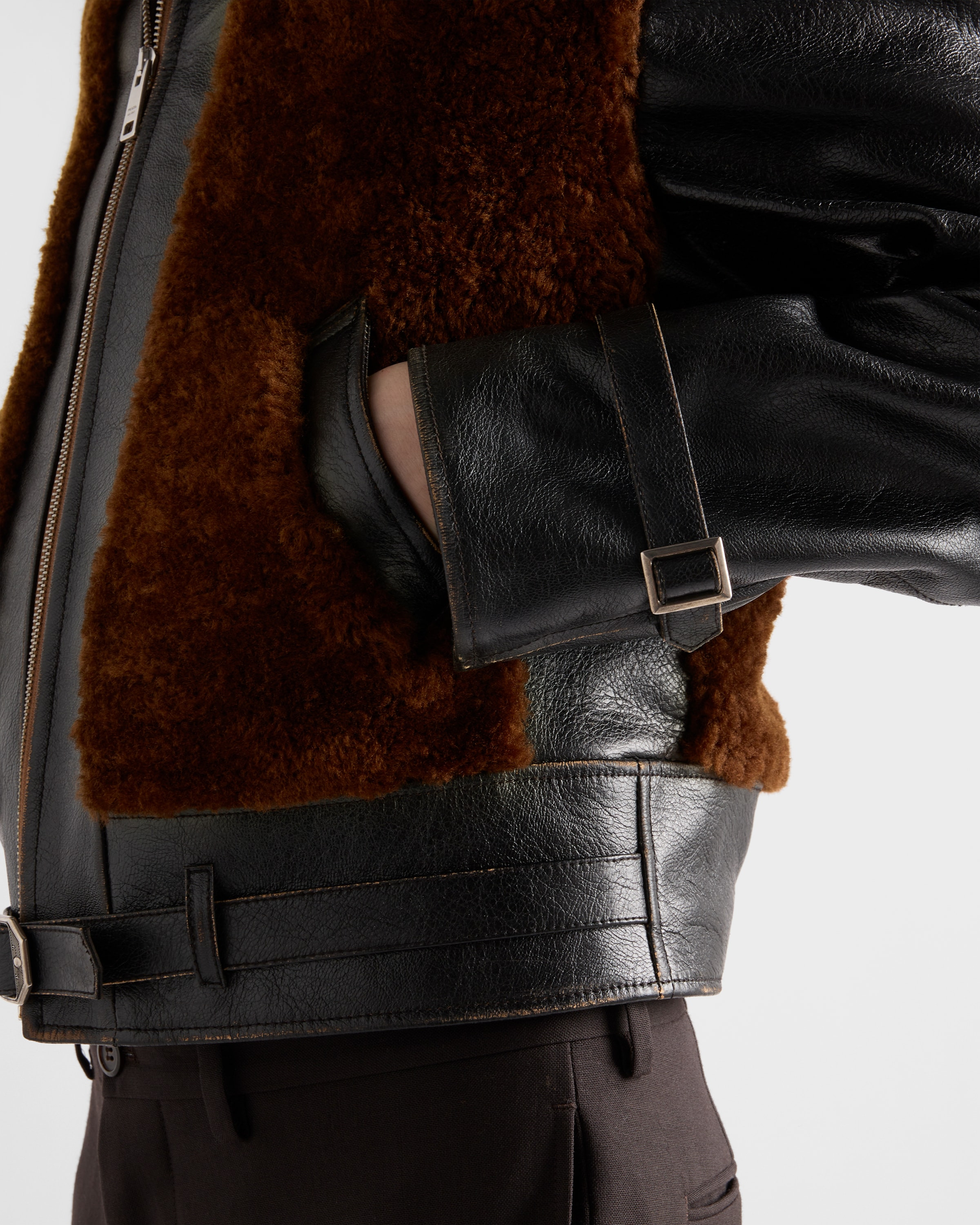 Leather and shearling jacket - 4