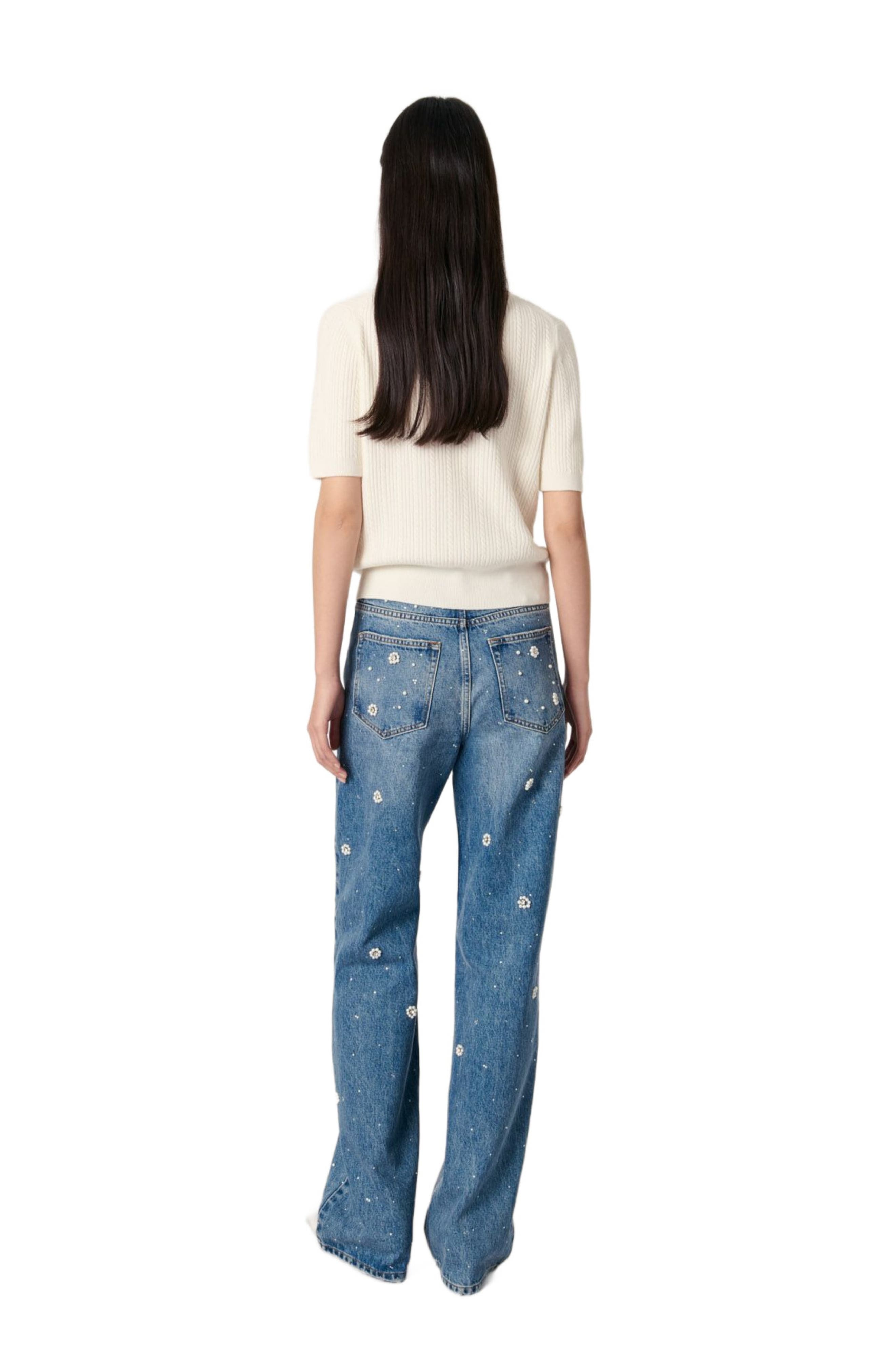 maje Removable collar knit polo shirt in Ecru at Nordstrom - 2