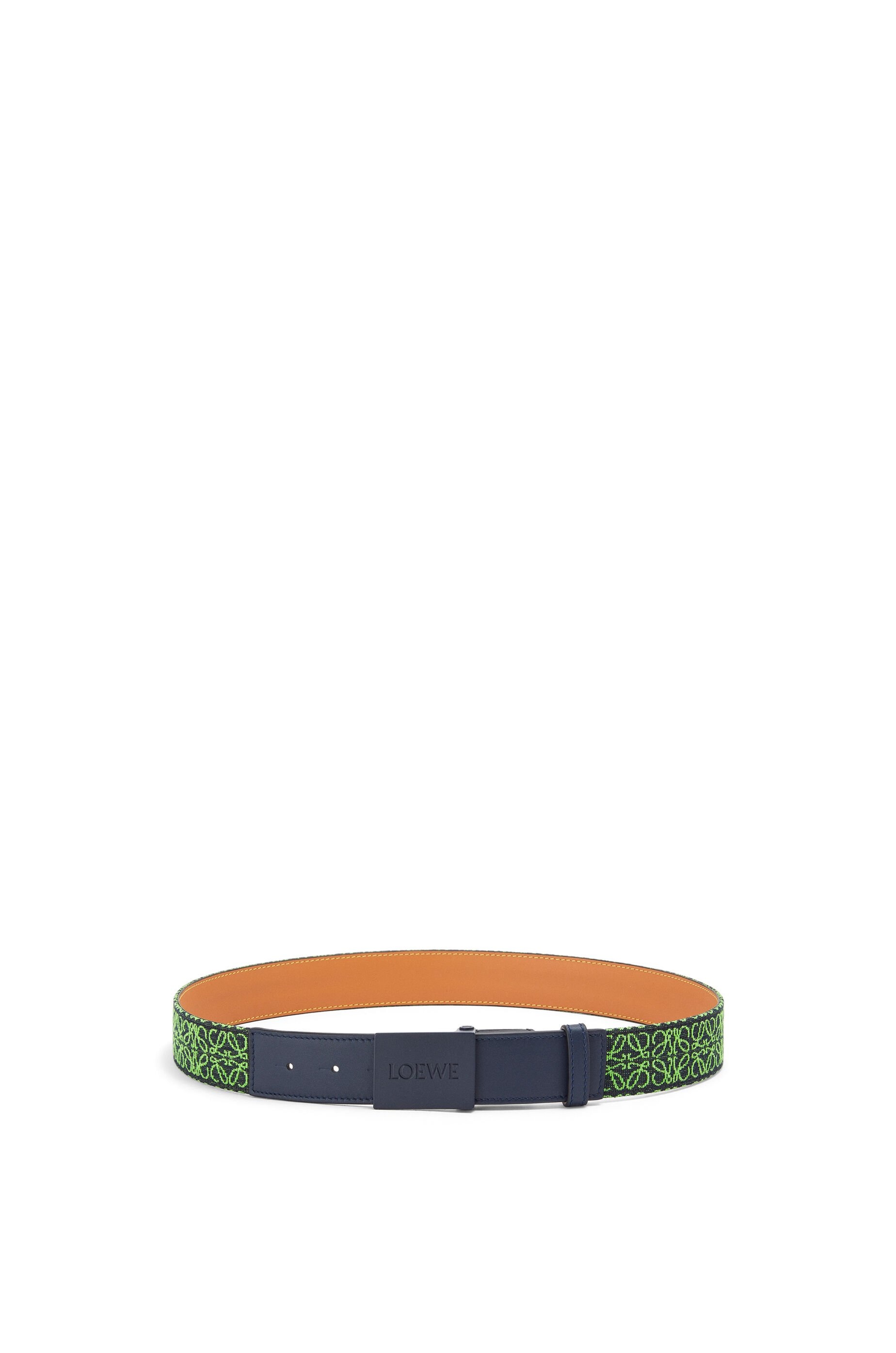 Plaque belt in Anagram jacquard and calfskin - 1