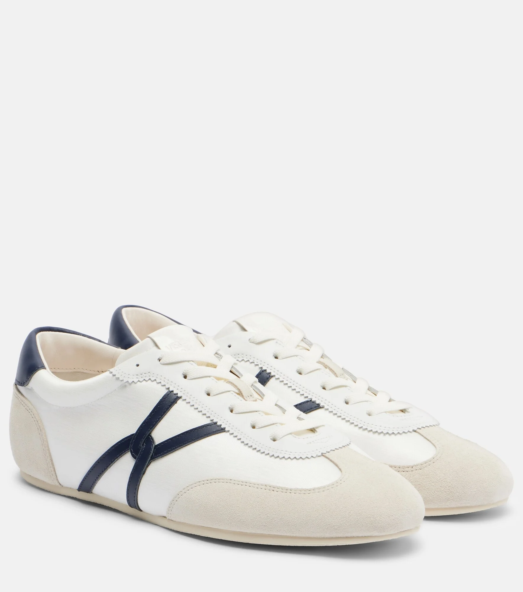 Leather-trimmed canvas sneakers - 1