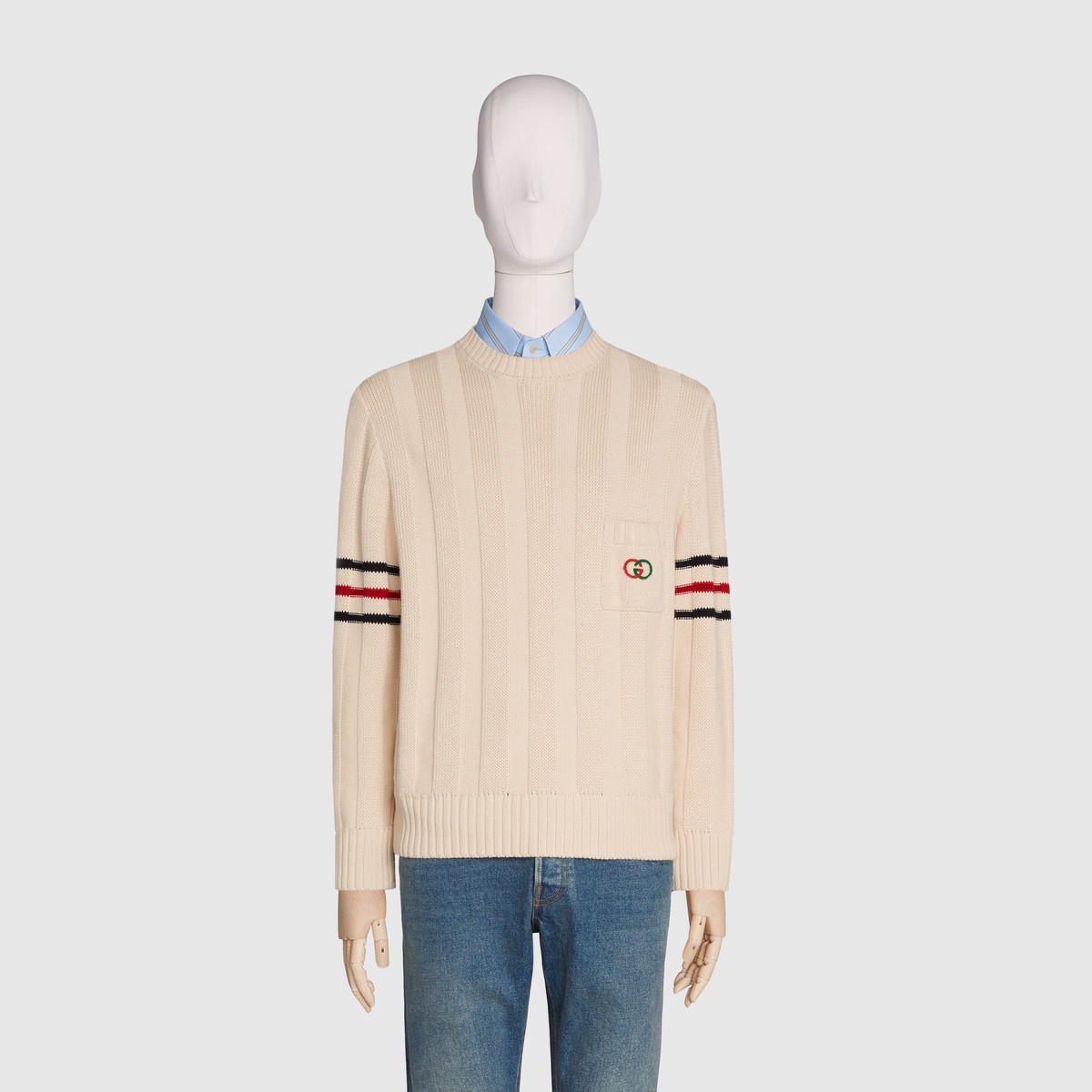 Knit cotton sweater with Interlocking G - 3