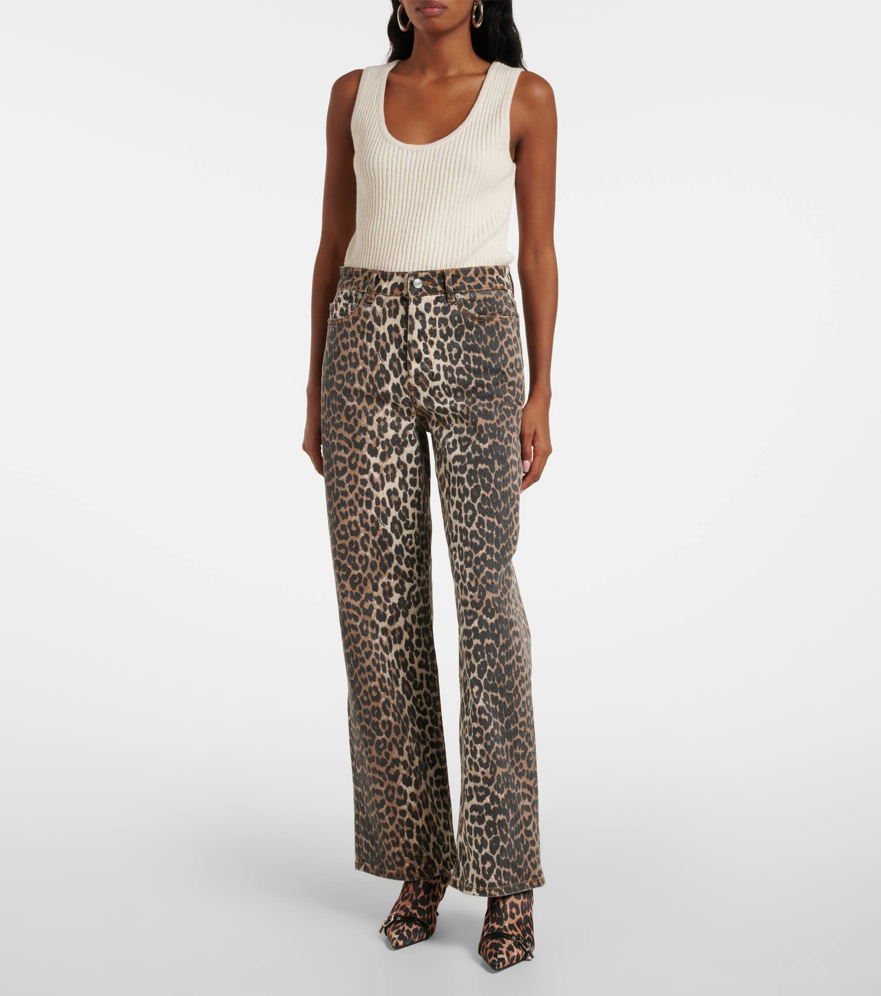 Izey leopard-print straight jeans - 7