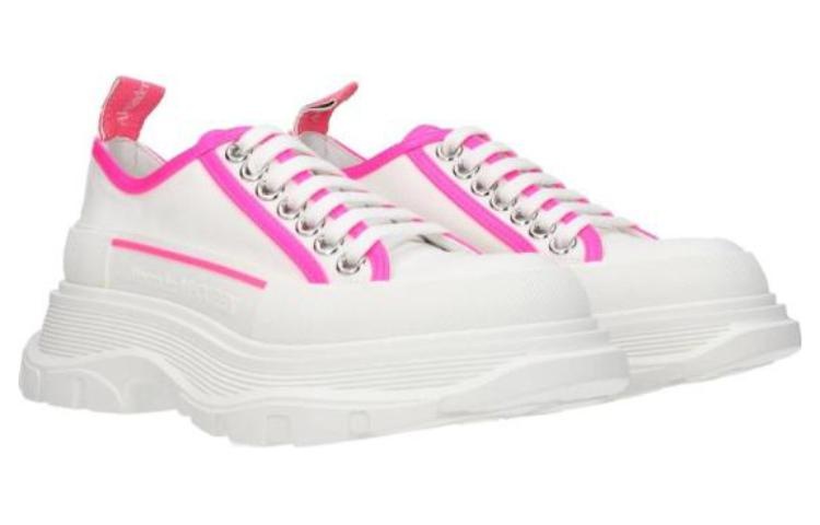 (WMNS) Alexander McQueen Tread Slick Lace Up 'White Neon Pink' 697074W4MV59895 - 2
