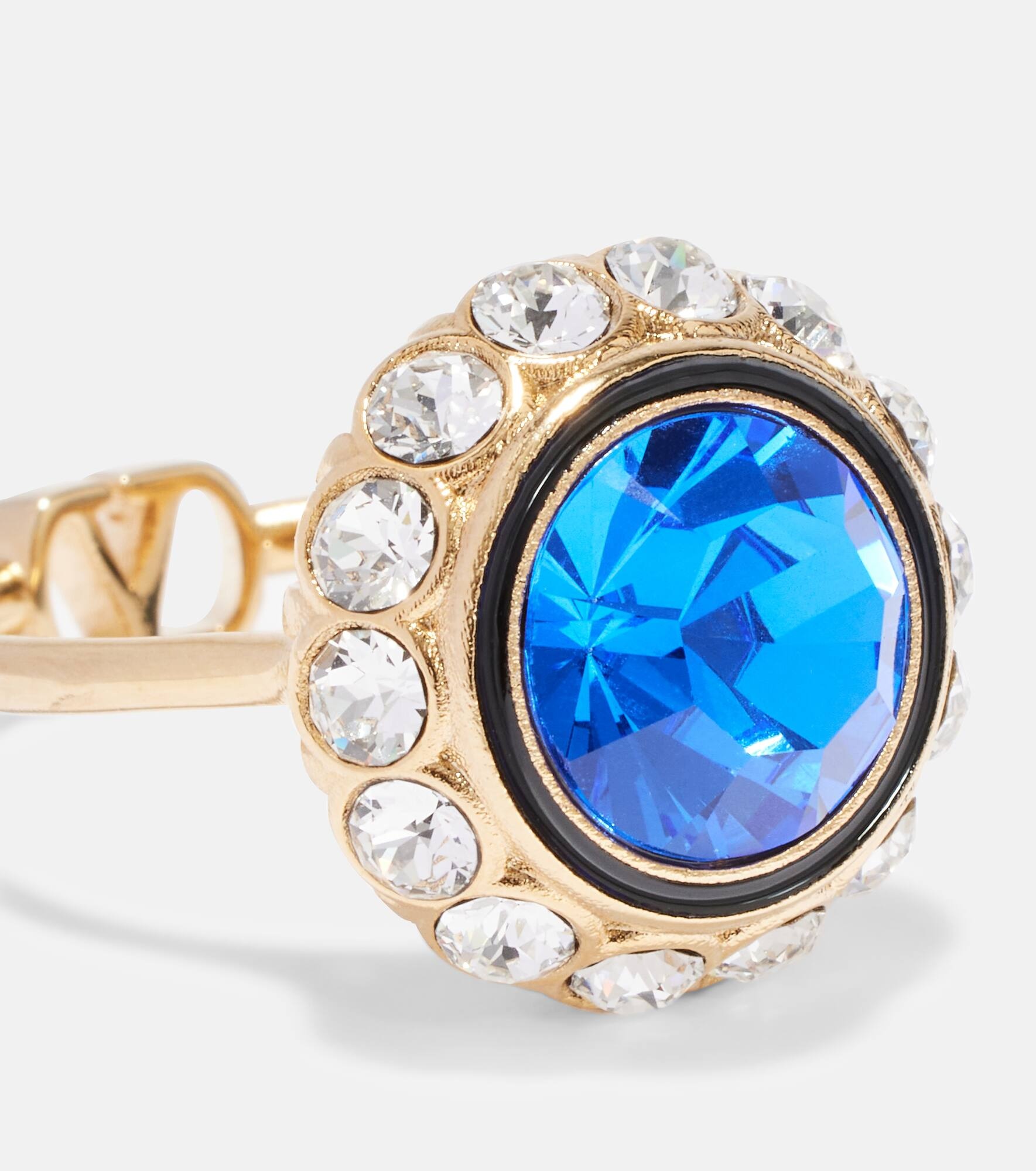 VLogo crystal-embellished ring - 2