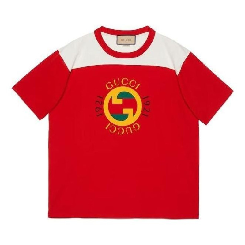 Gucci Cotton Jersey T-Shirt With Gucci Print 'Red' 756708-XJFWL-6362 - 1