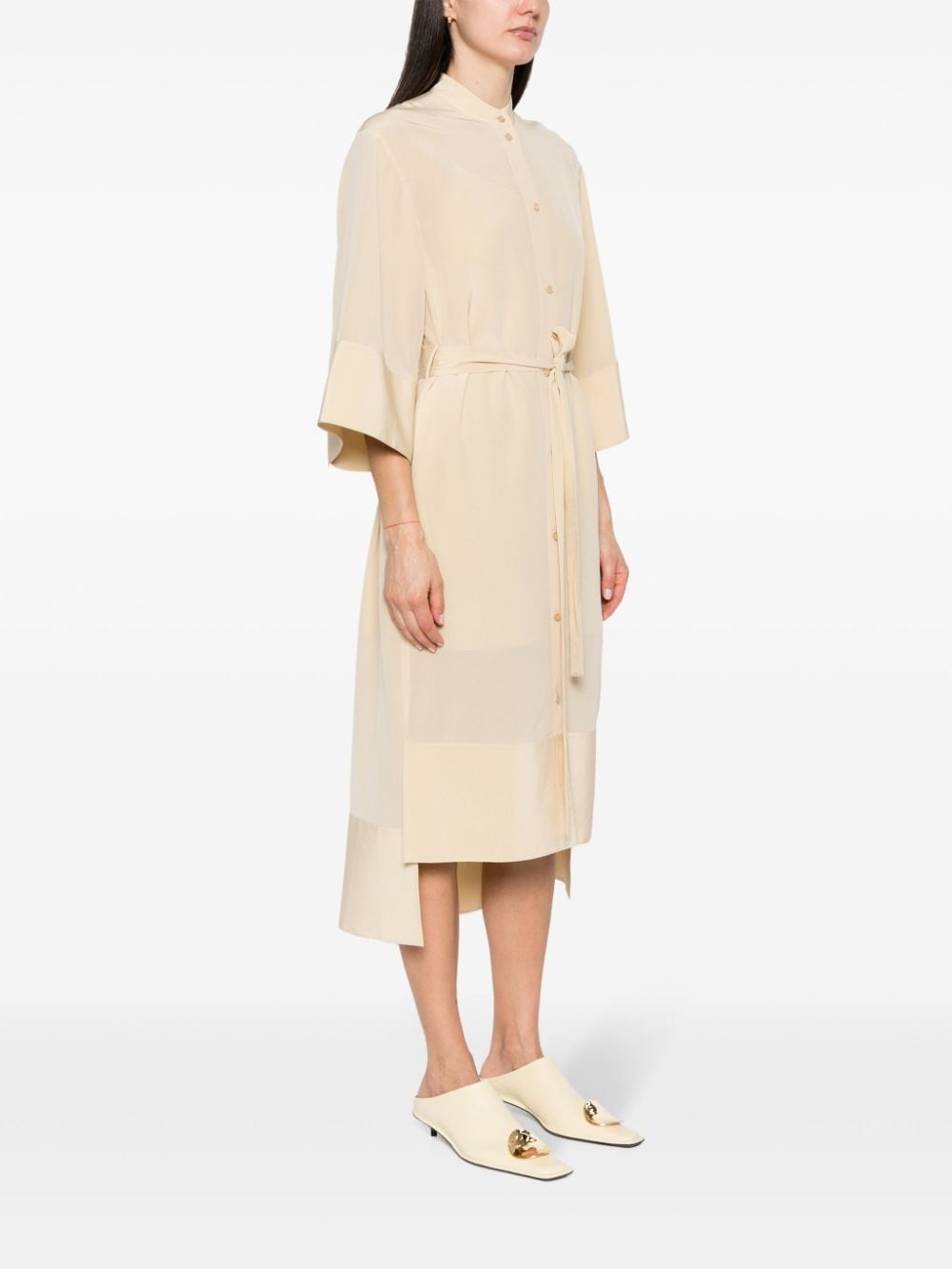 collarless silk dress - 3