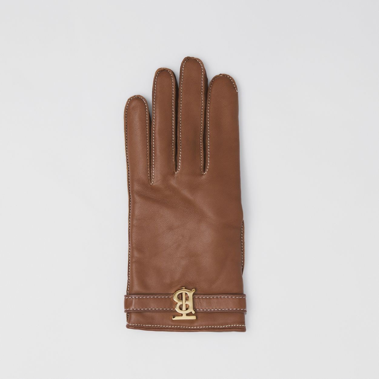 Monogram Motif Topstitched Leather Gloves - 3