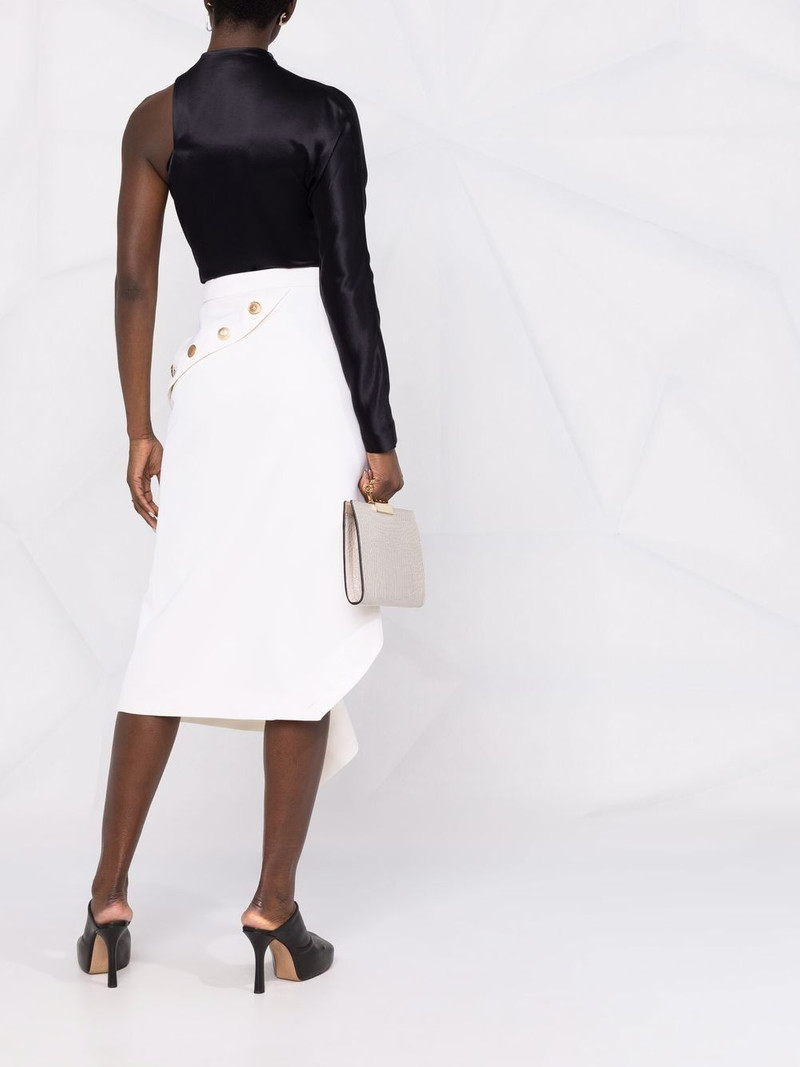 high-waisted asymmetric-hem skirt 6