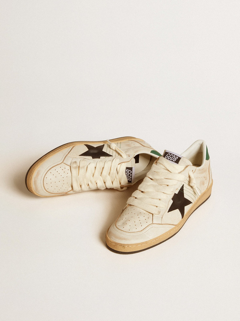 Golden Goose Men’s Ball Star with black leather star and green leather heel tab outlook