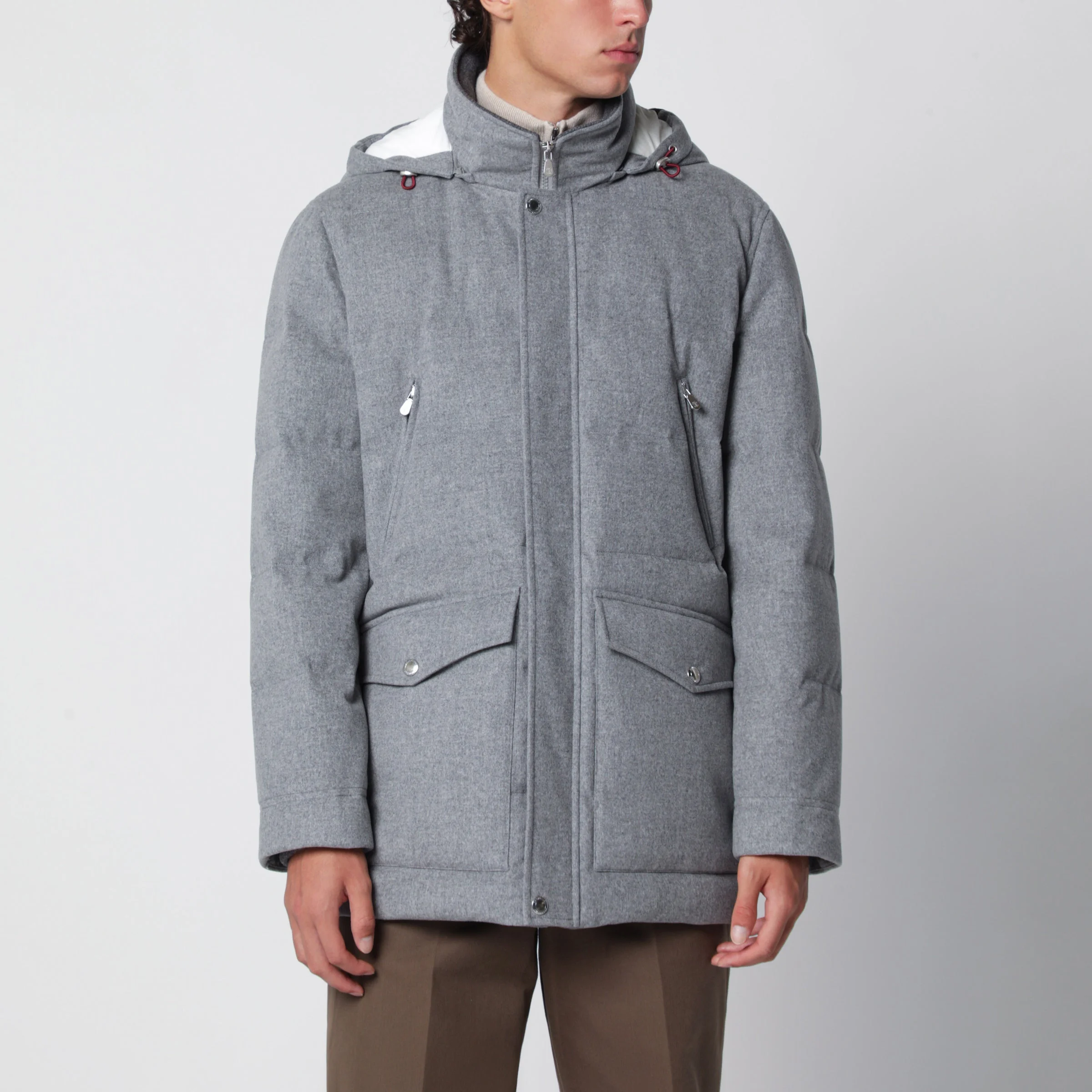 Light grey wool parka - 1
