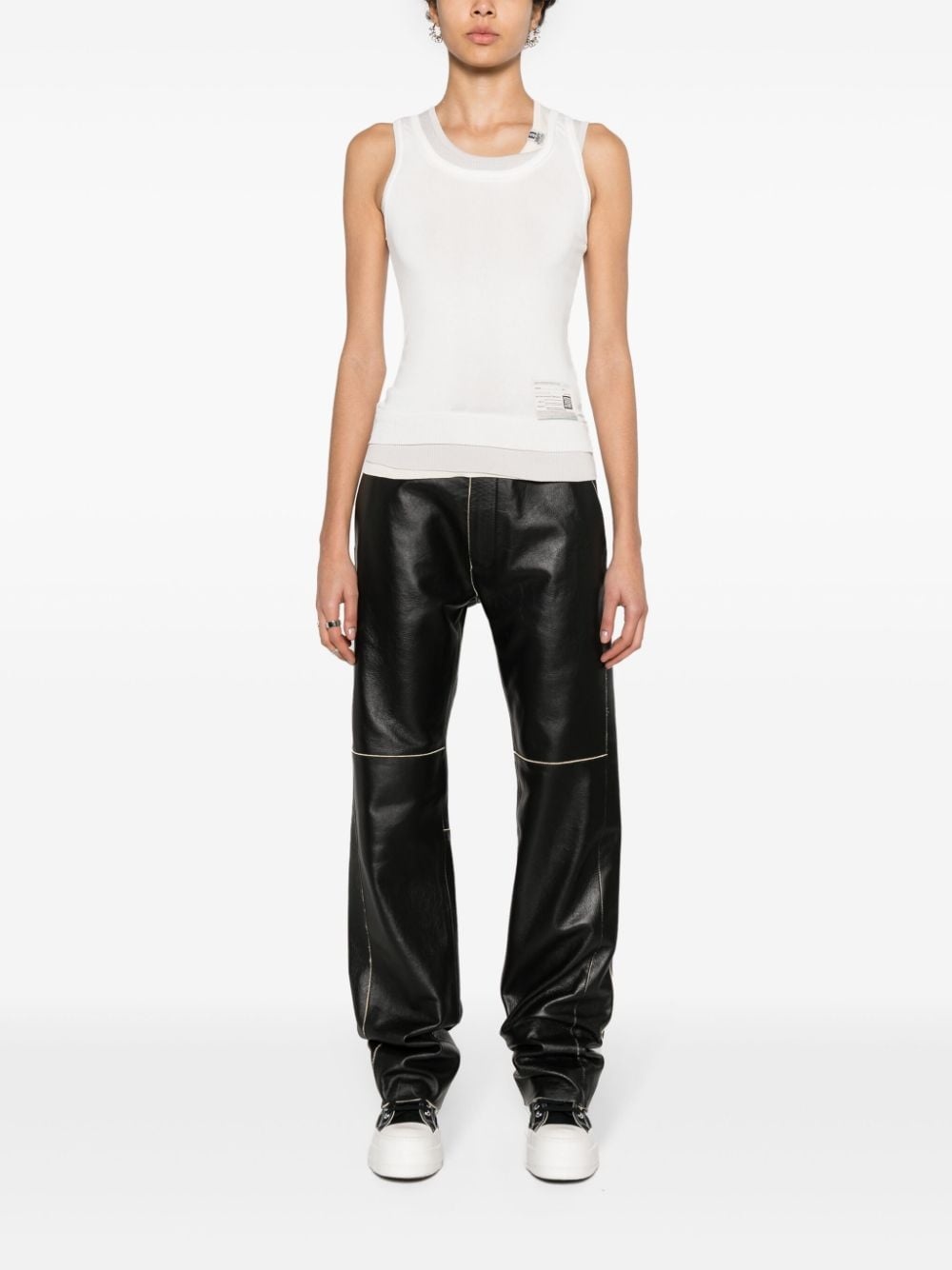 logo-patch layered tank top - 2
