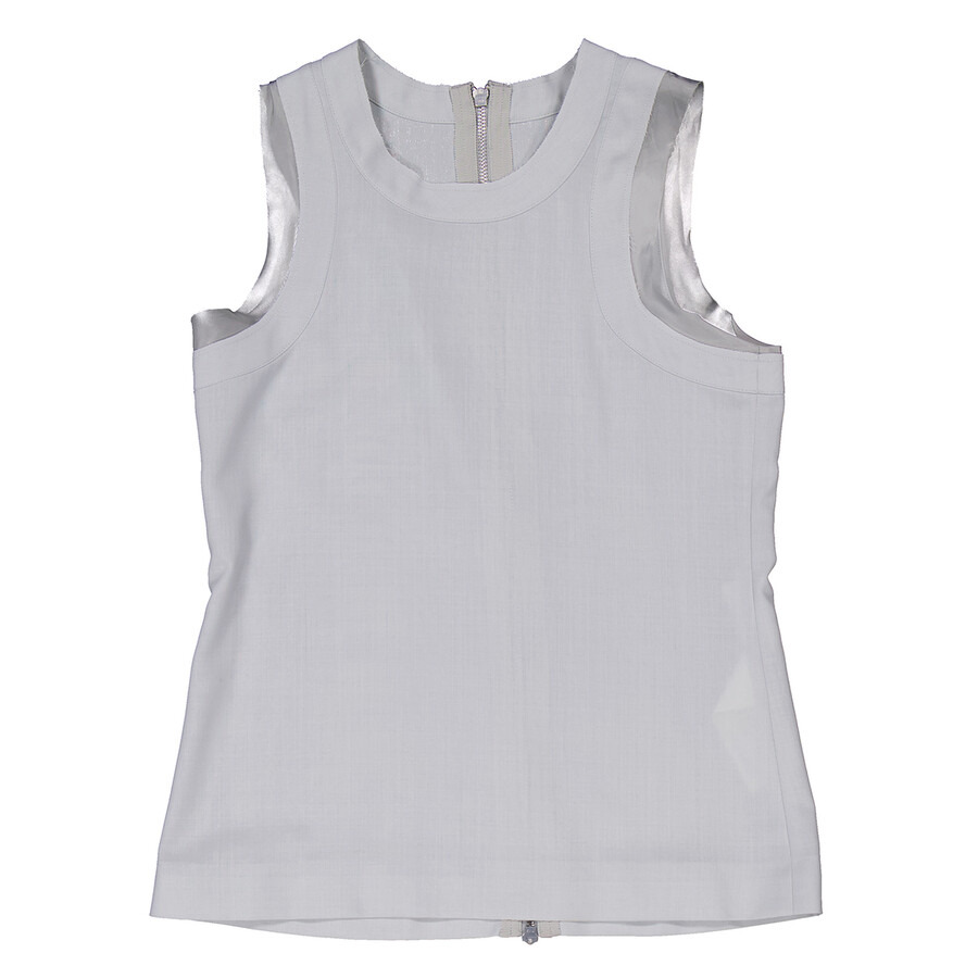 Sacai Ladies L / Gray Zipped-Back Round-Neck Tank Top - 5