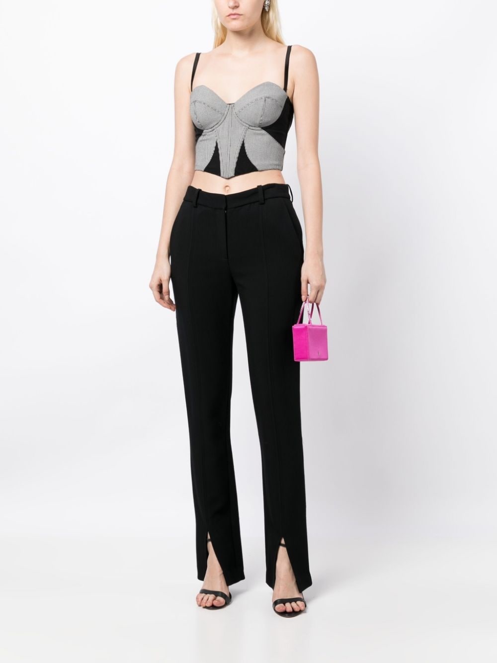 houndstooth-pattern bustier crop top - 2
