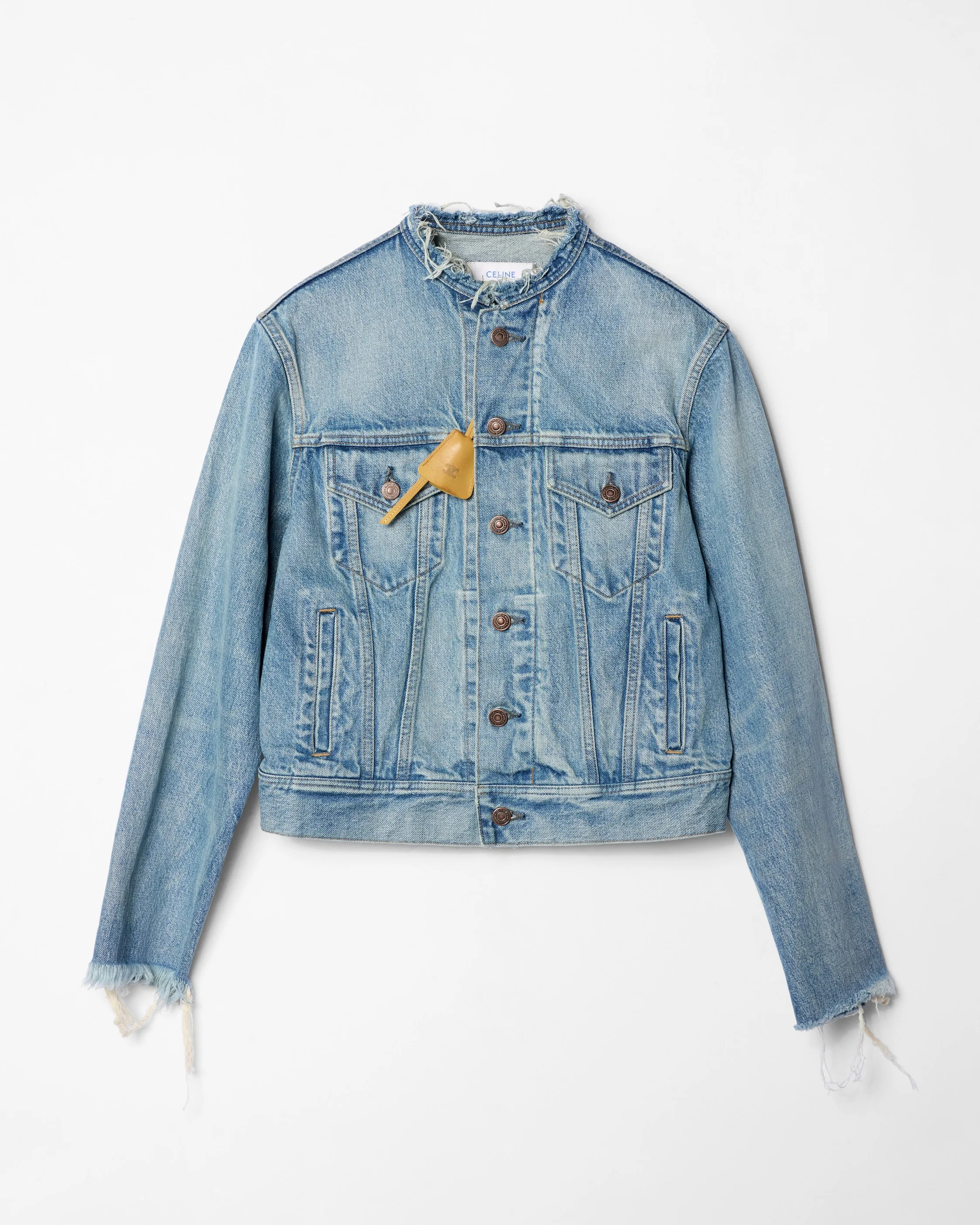 COLLARLESS DENIM JACKET - 1