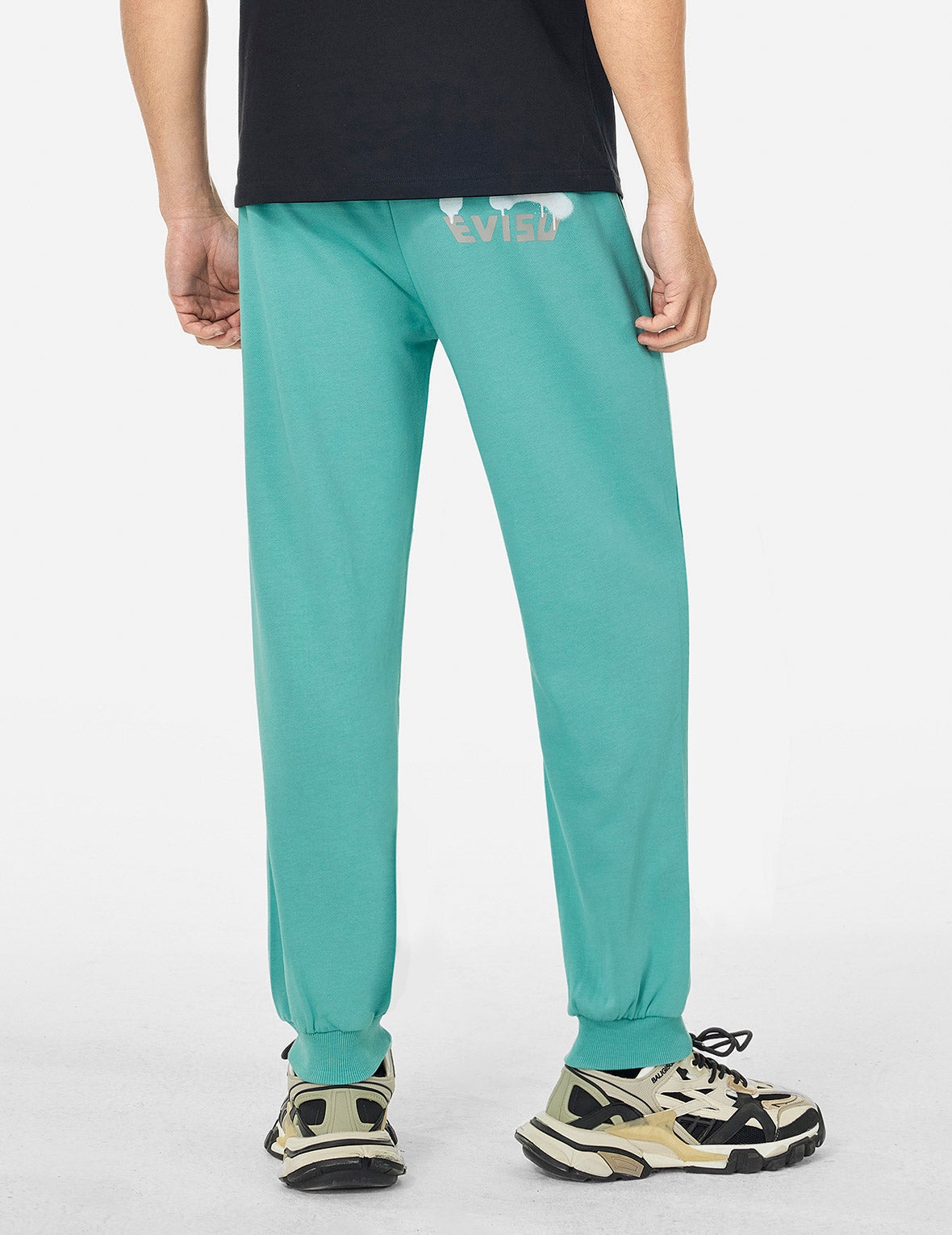 Spray-dyed Seagull and Logo Print Straight Fit Sweatpants - 5