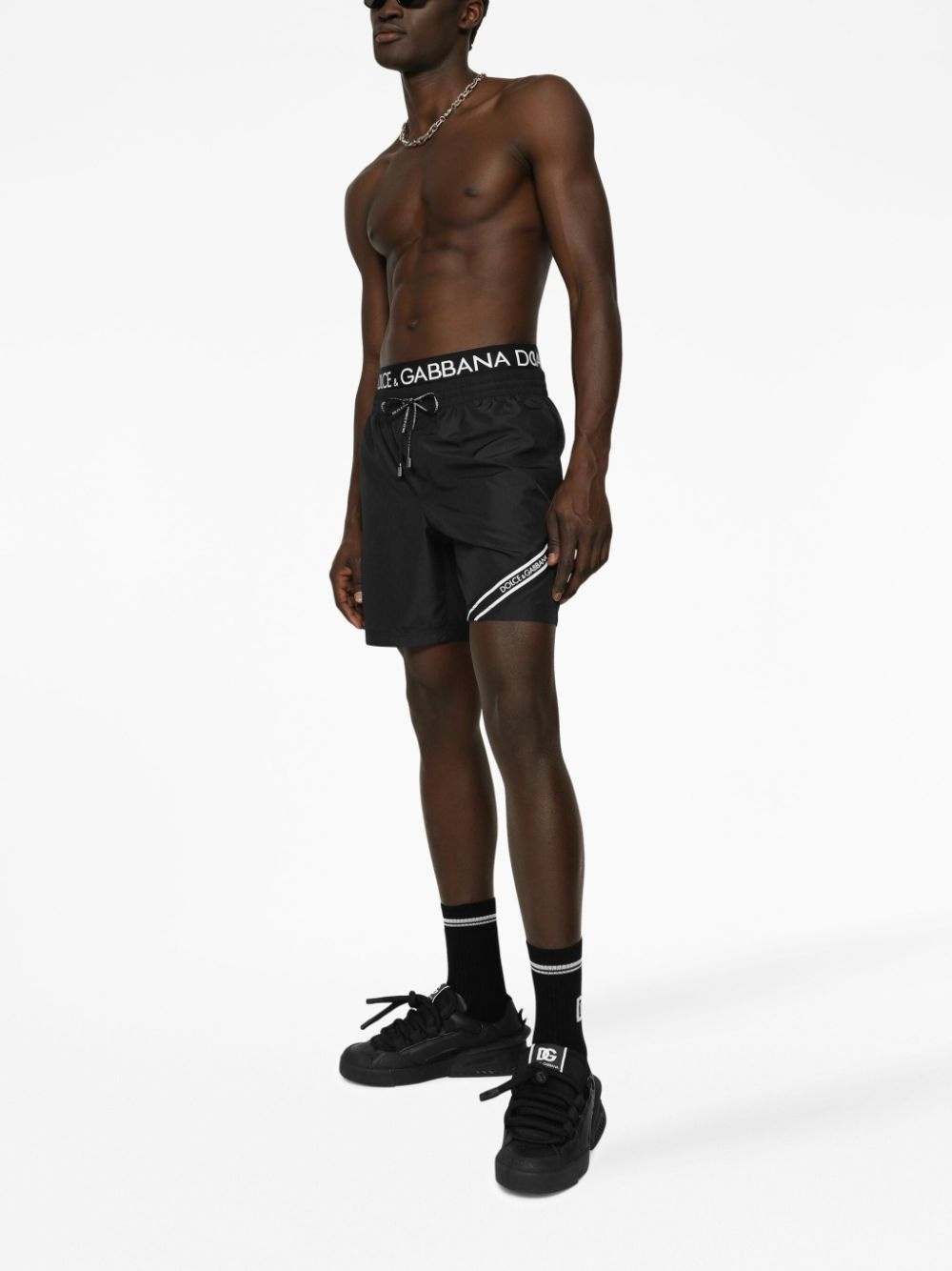 logo-waistband swim shorts - 3