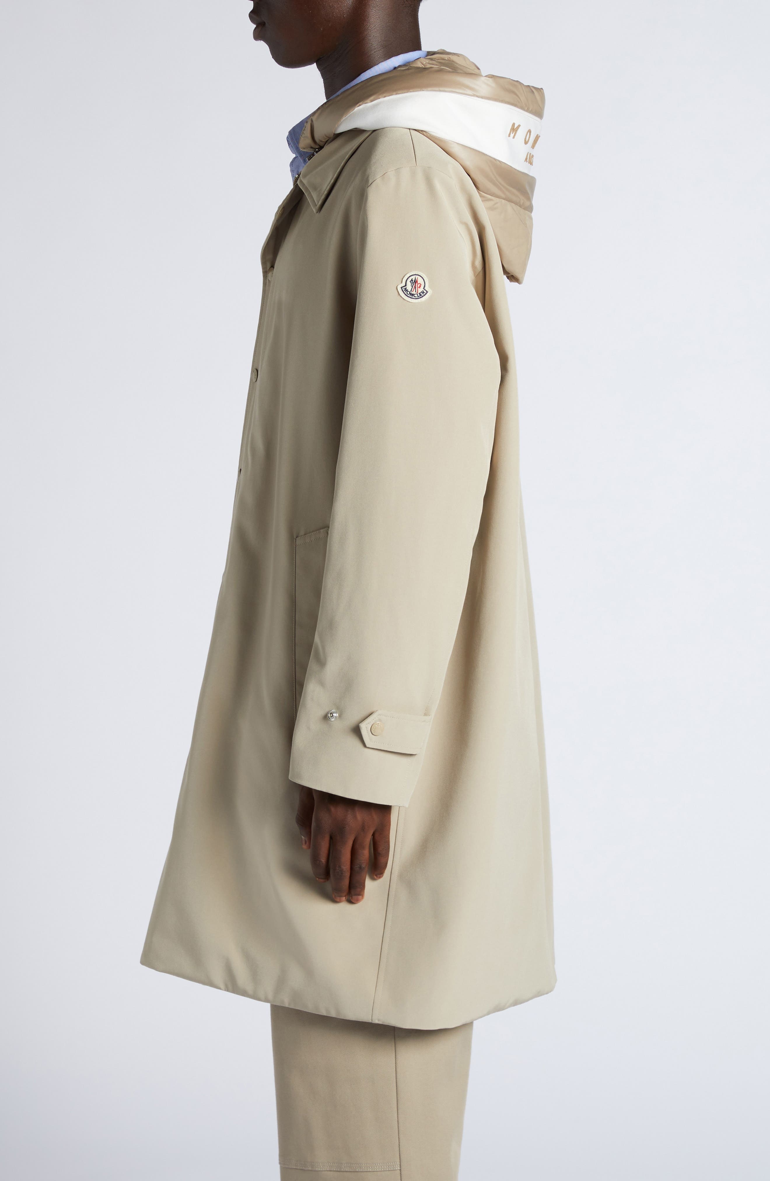 Moncler Miroir Coat with Removable Hood in Stone at Nordstrom - 4