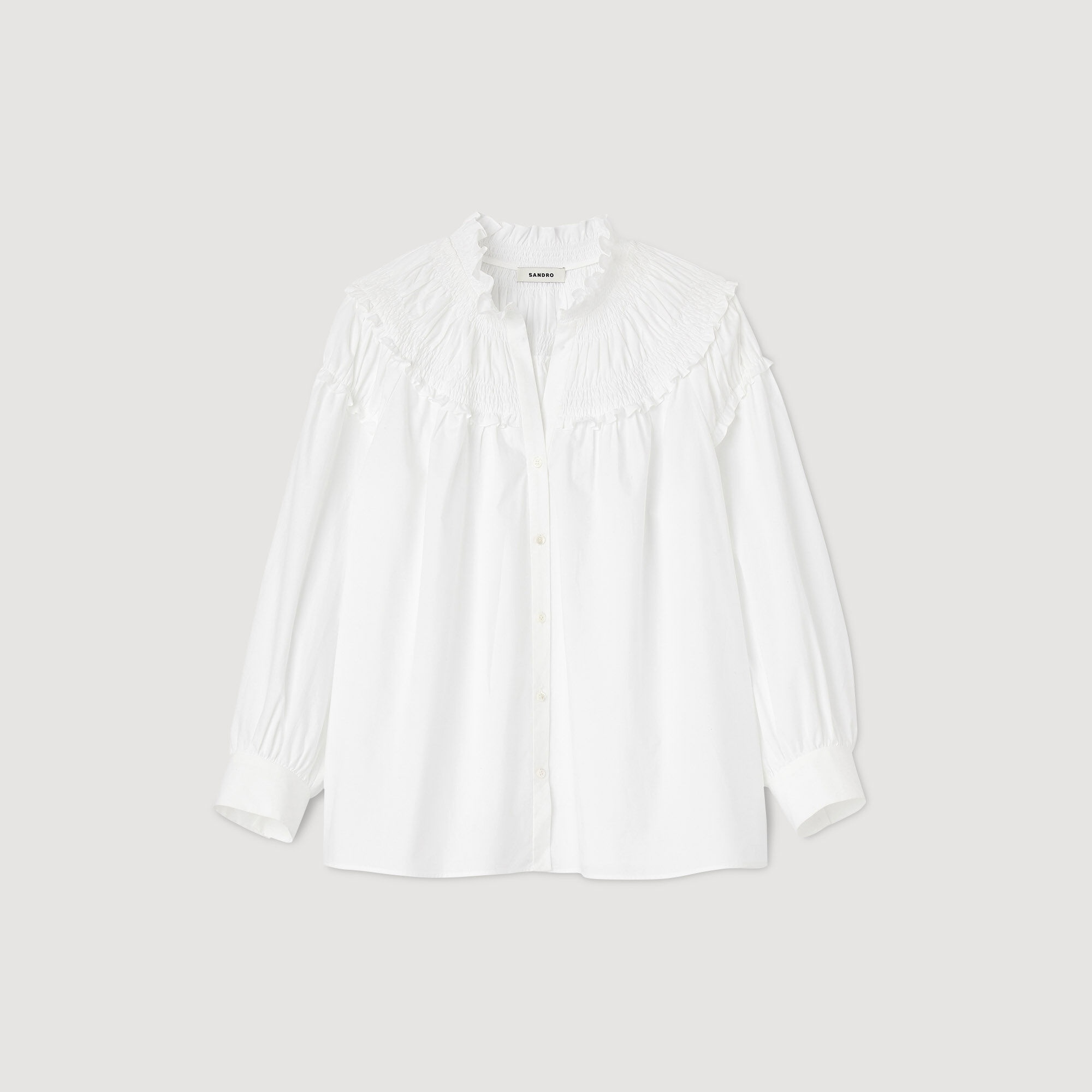 SMOCKED-COLLAR BLOUSE - 1