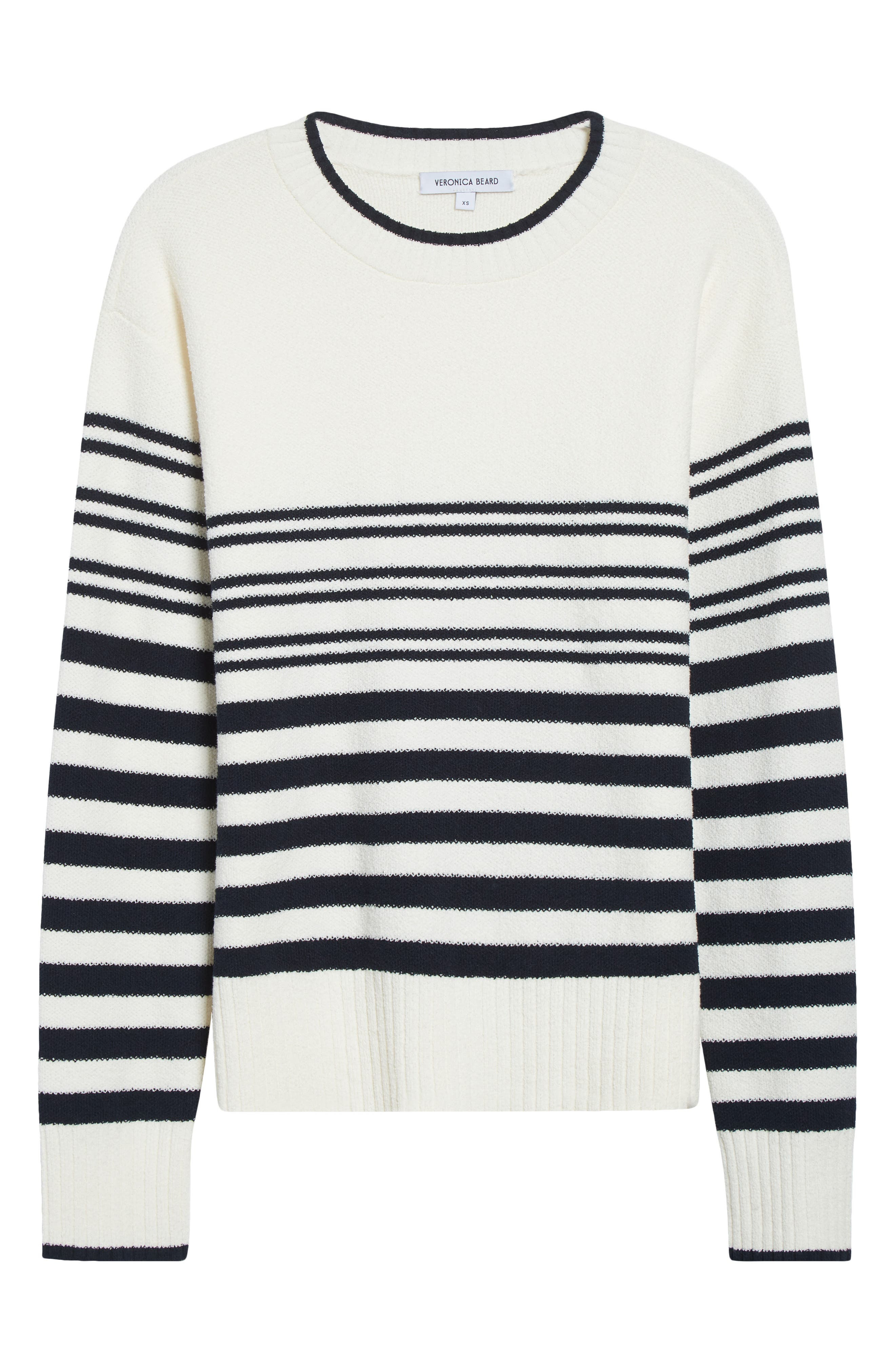 Veronica Beard Rielly Stripe Crewneck Sweater in Off White Navy at Nordstrom - 6