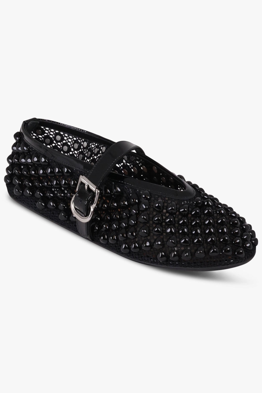 STUD FISHNET MESH BALLET FLAT | BLACK - 1