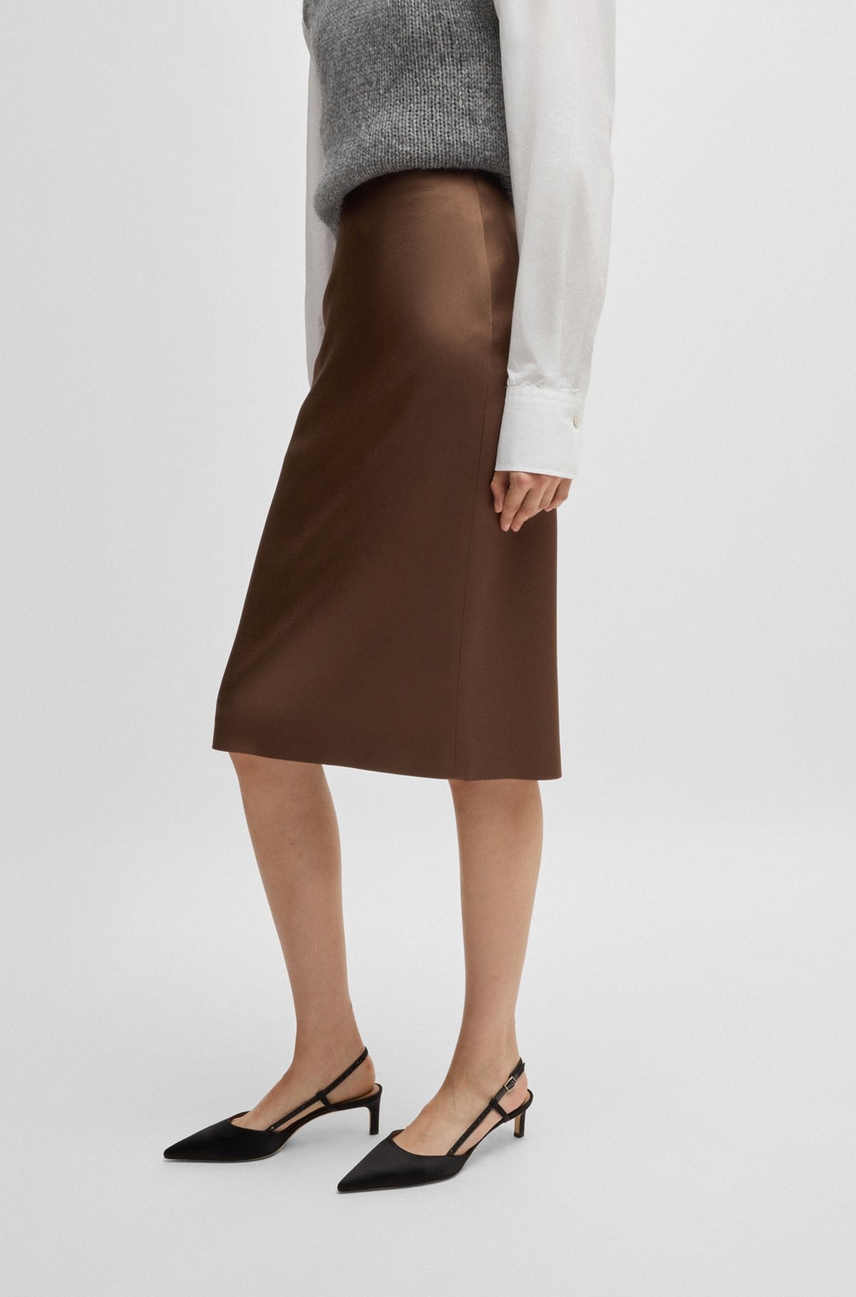 PENCIL SKIRT IN LUSTROUS FABRIC - 2