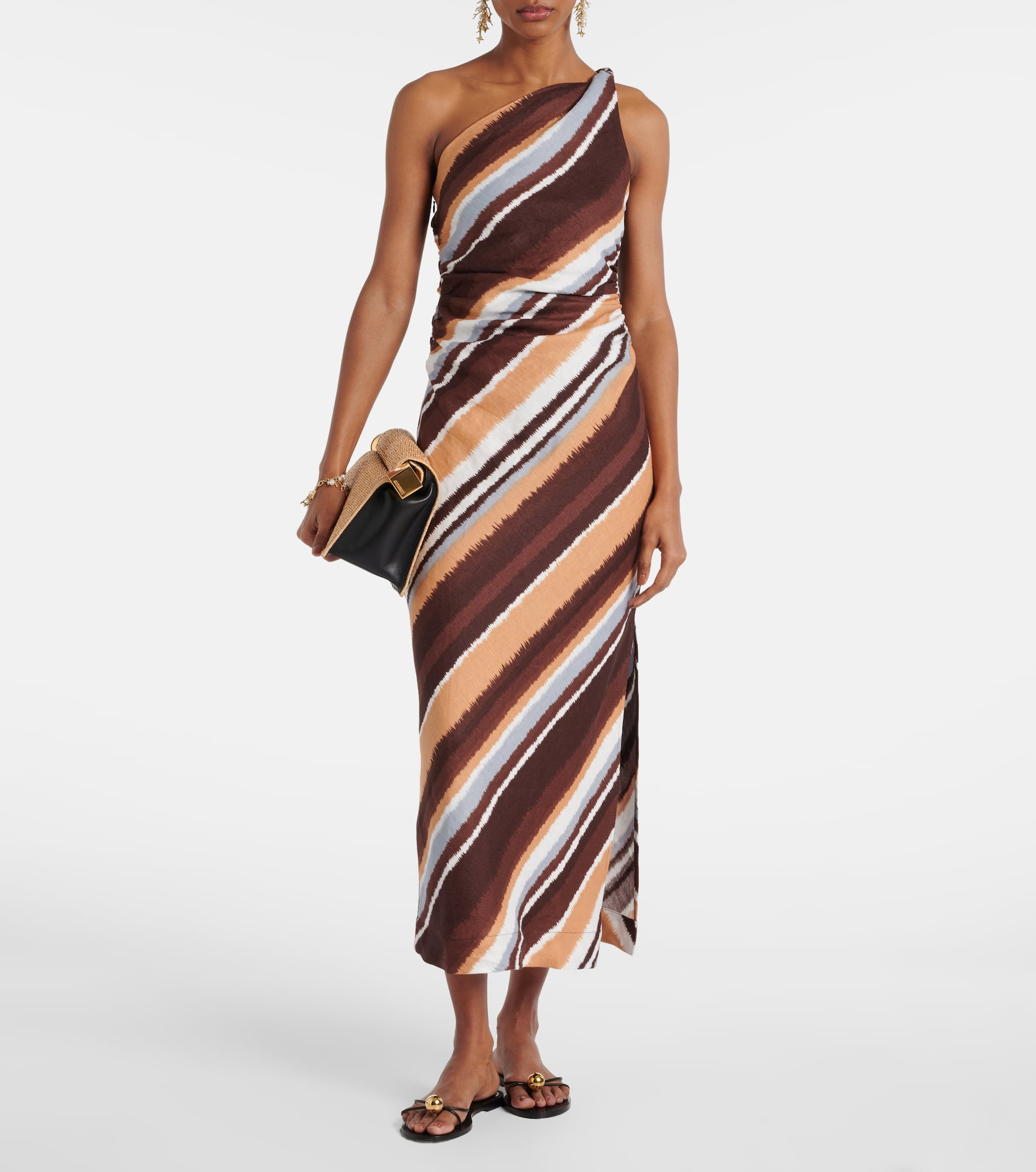 Marga striped one-shoulder linen maxi dress - 2