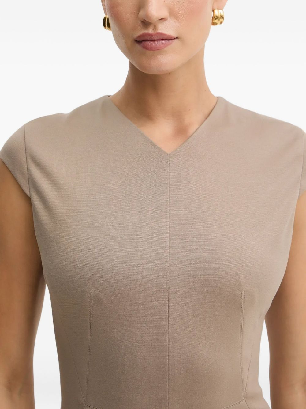 V-neck cap-sleeve midi dress - 5