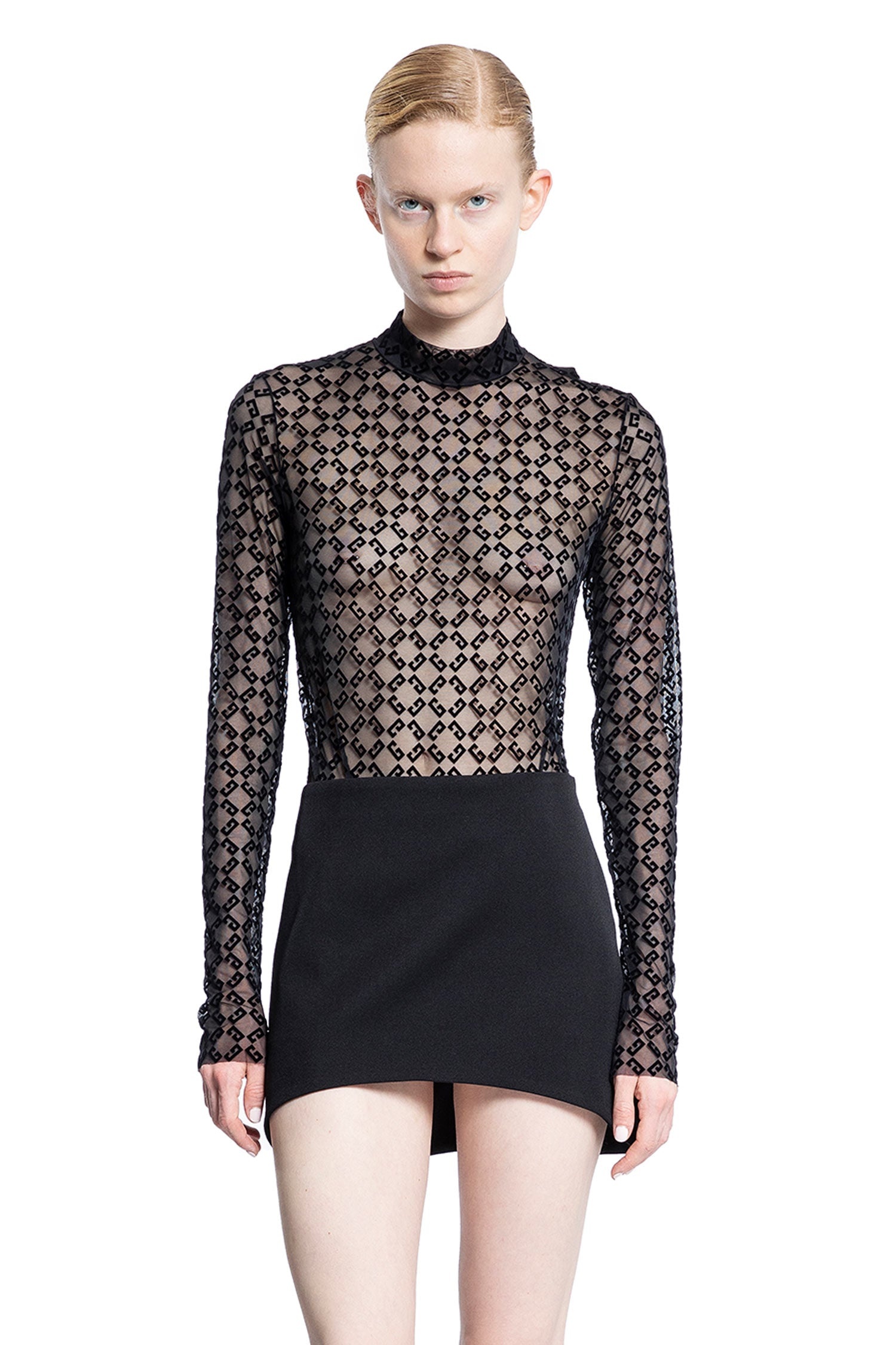 Tシャツ・カットソー GIVENCHY MONOGRAM TULLE BODYSUIT Givenchy Monogram-Tulle-Bodysuit | antonioli | REVERSIBLE
