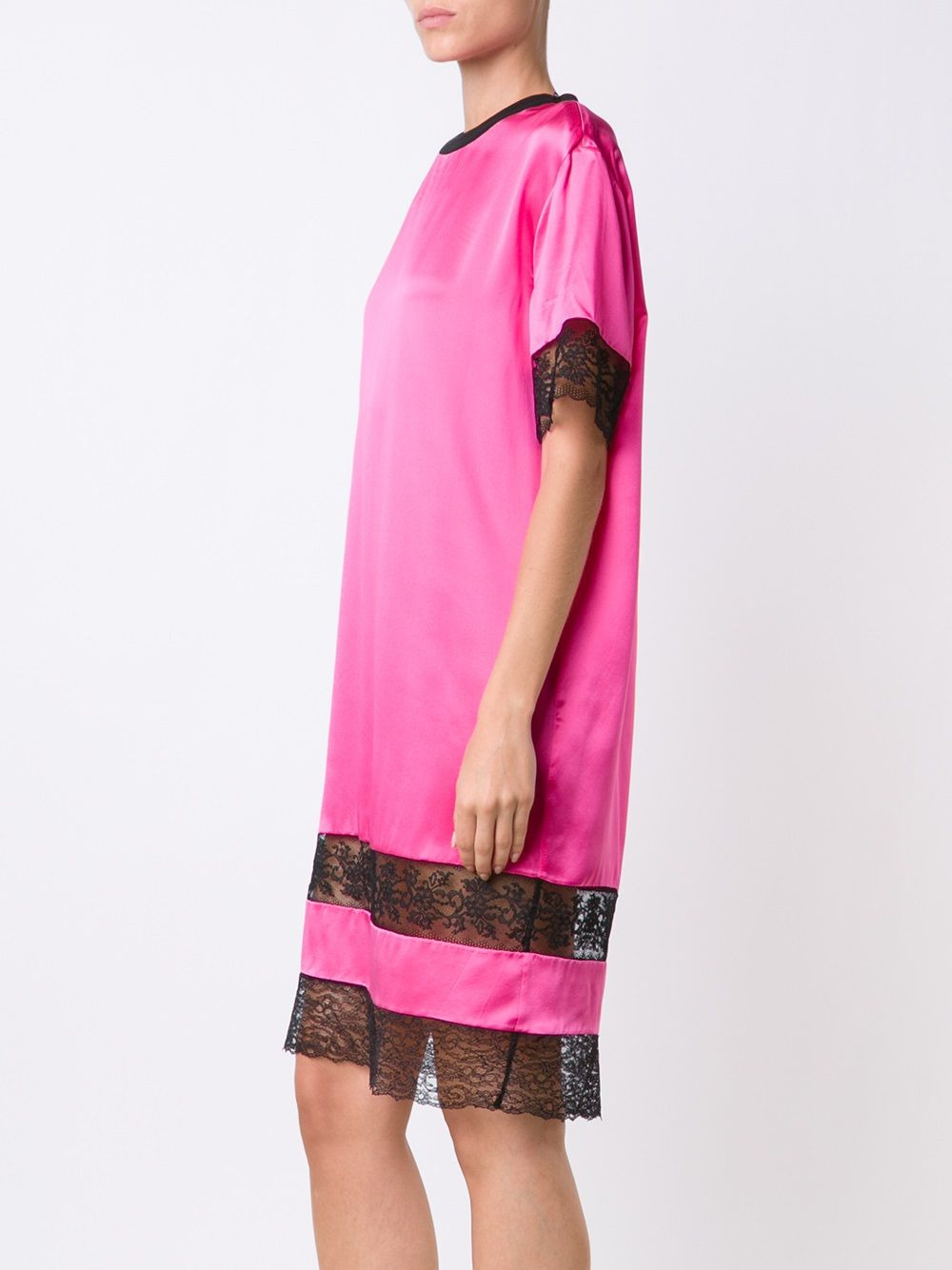 lace panel T-shirt dress - 3