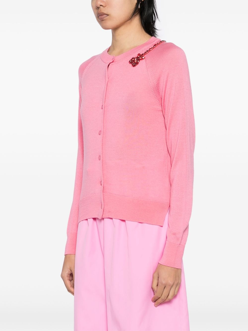 flower-embellished cardigan - 3
