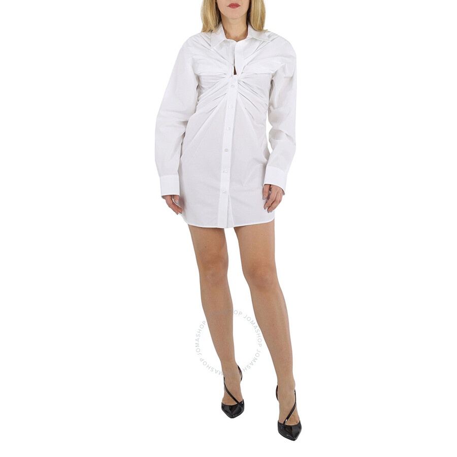 T by Alexanderwang Ladies White Twist Front Shirt Dress - 1