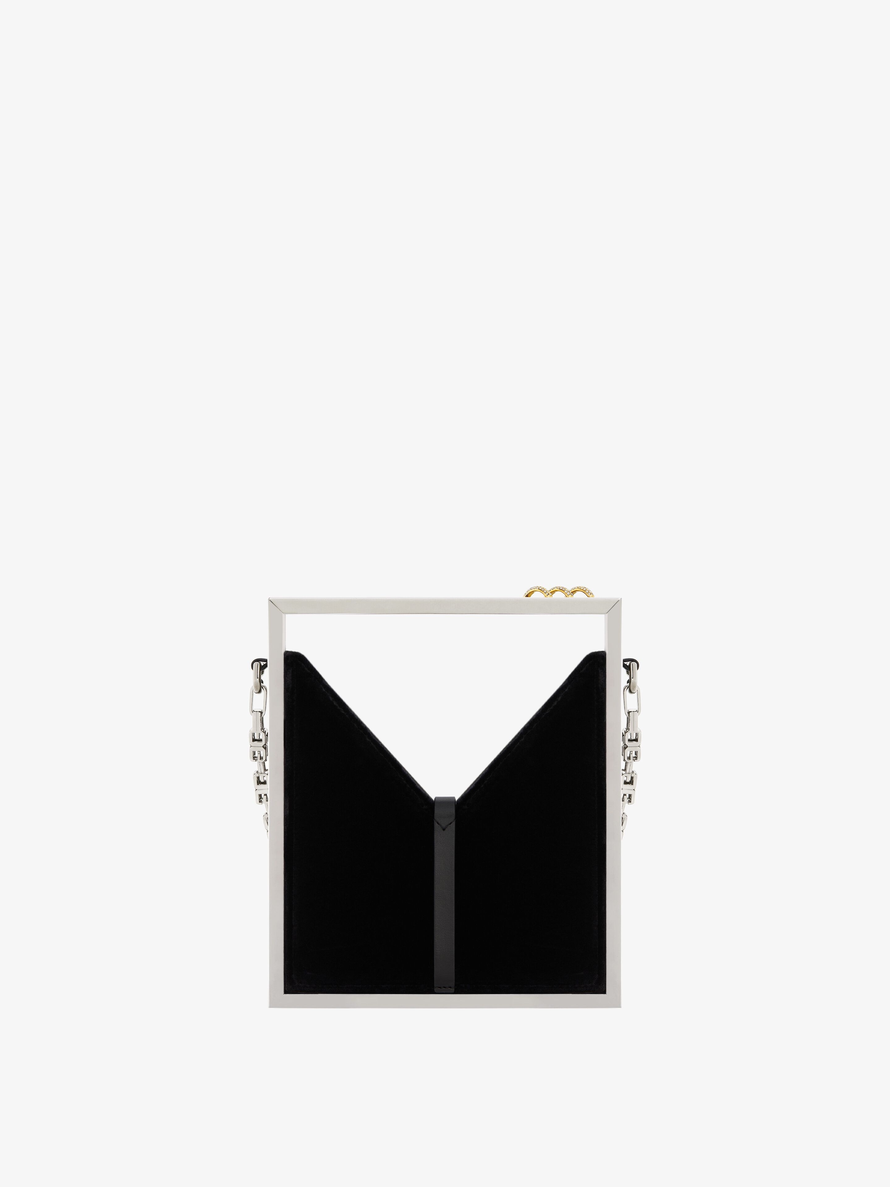 MICRO CUT OUT BAG IN VELVET AND STRASS WITH FRAME - 4