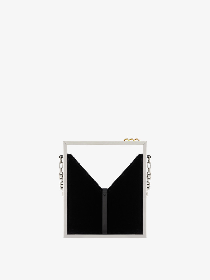 MICRO CUT OUT BAG IN VELVET AND STRASS WITH FRAME 4