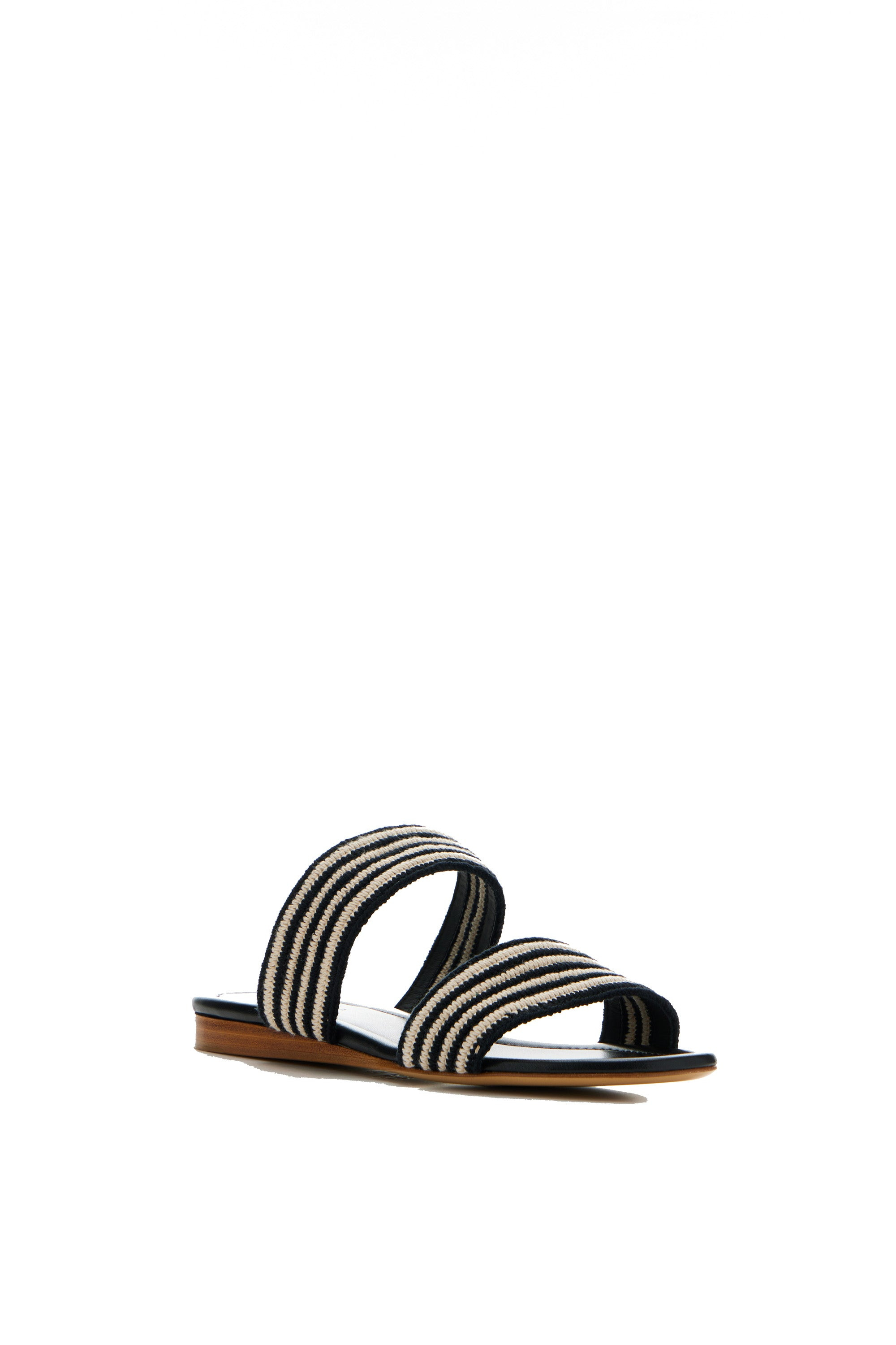 Lora Flat Sandal in Black Multi Leather Crochet - 3