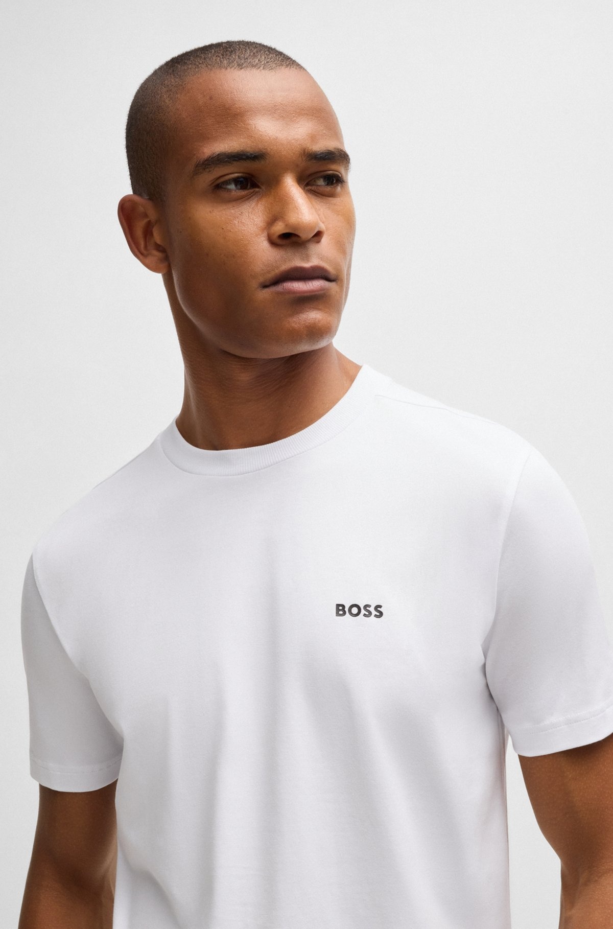 STRETCH-COTTON REGULAR-FIT T-SHIRT WITH CONTRAST LOGO - 3