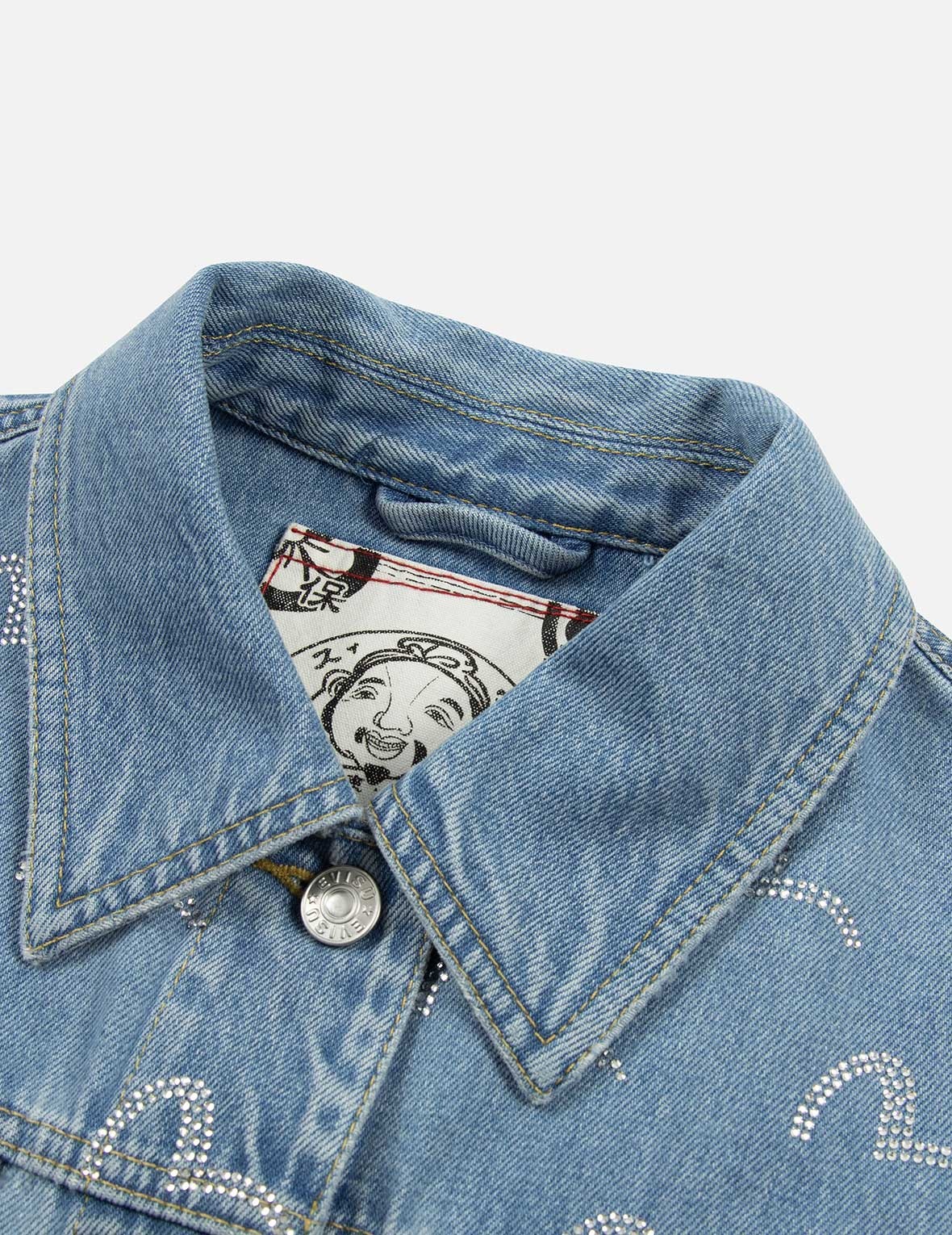 ALLOVER RHINESTONE SEAGULL LOOSE FIT DENIM JACKET - 5