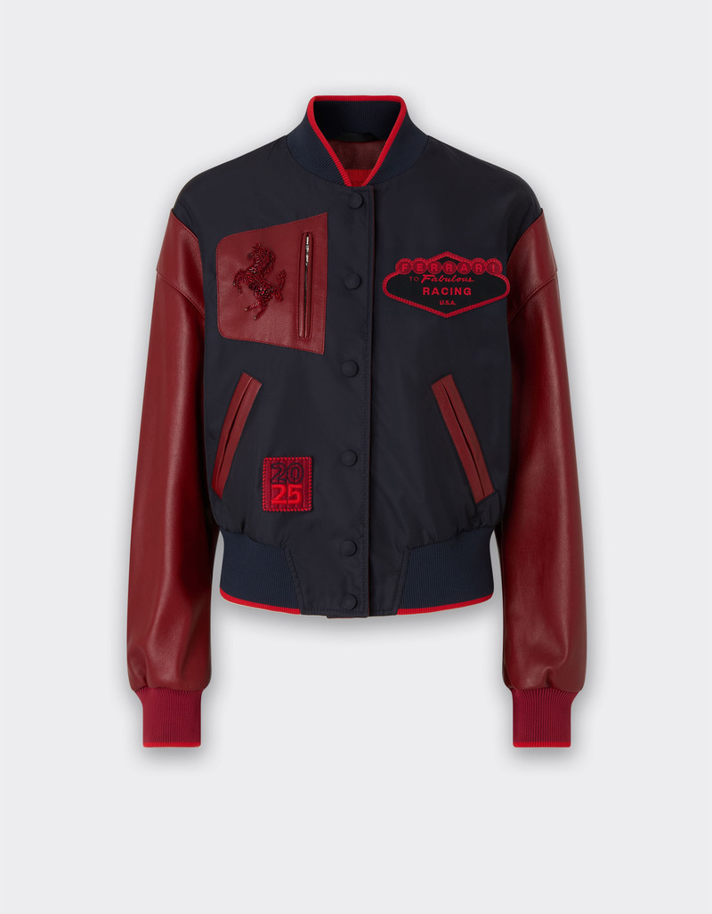 Bomber jacket in Q-Cycle® nylon and leather 1