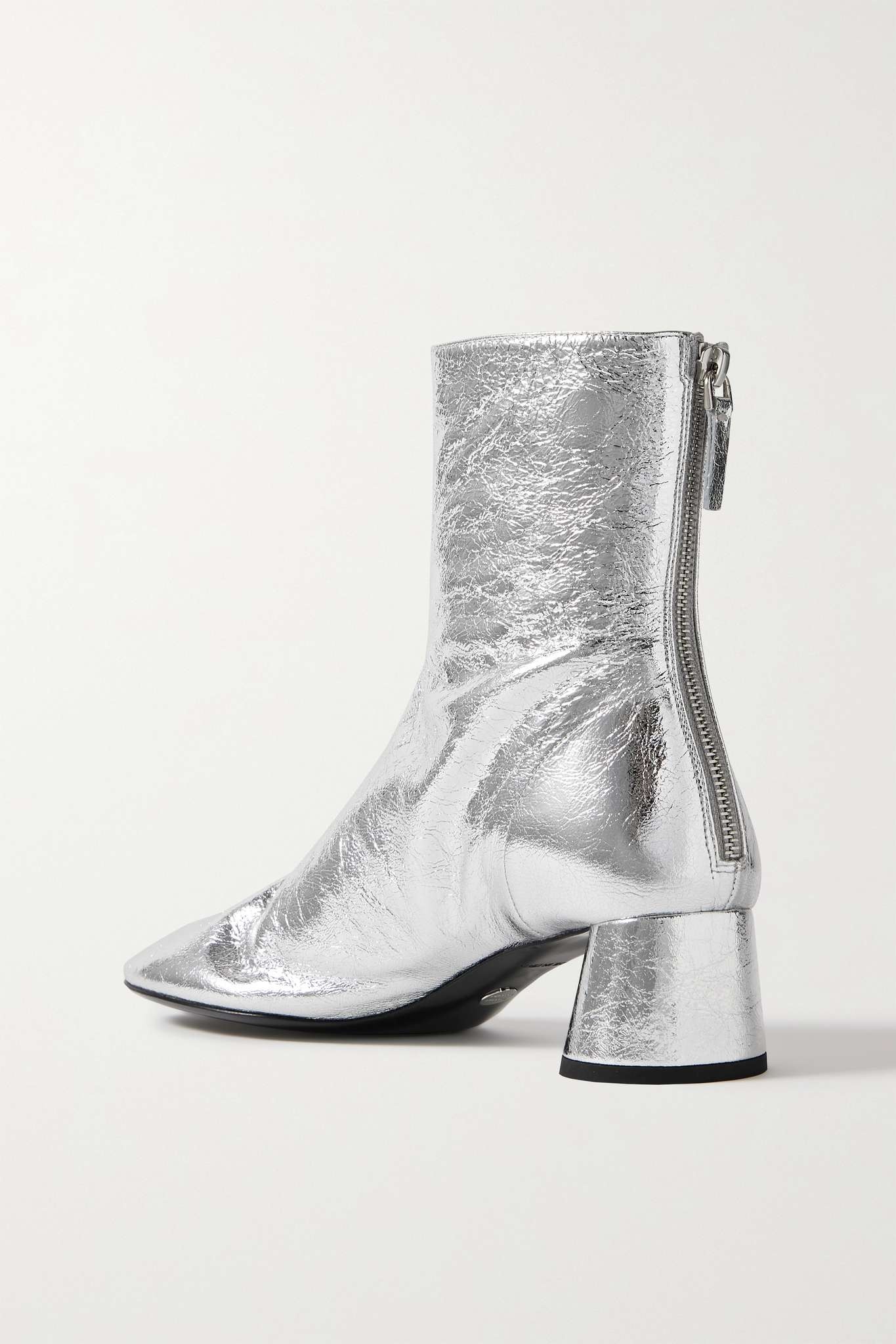 Glove metallic crinkled-leather ankle boots - 3