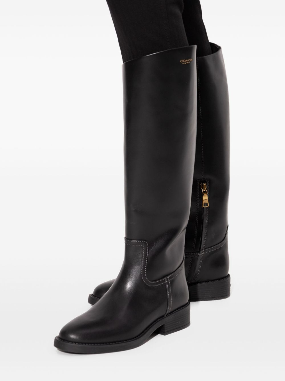 zip leather boots - 5